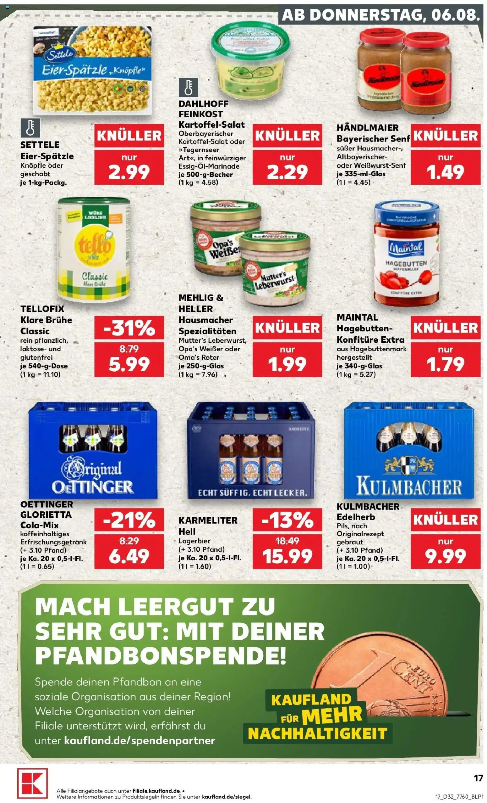 Prospekt Kaufland ab 06.08.2026 » Angebote Online zum Blättern | Seite: 17 | Produkte: Spezialitäten, Oettinger, Brühe