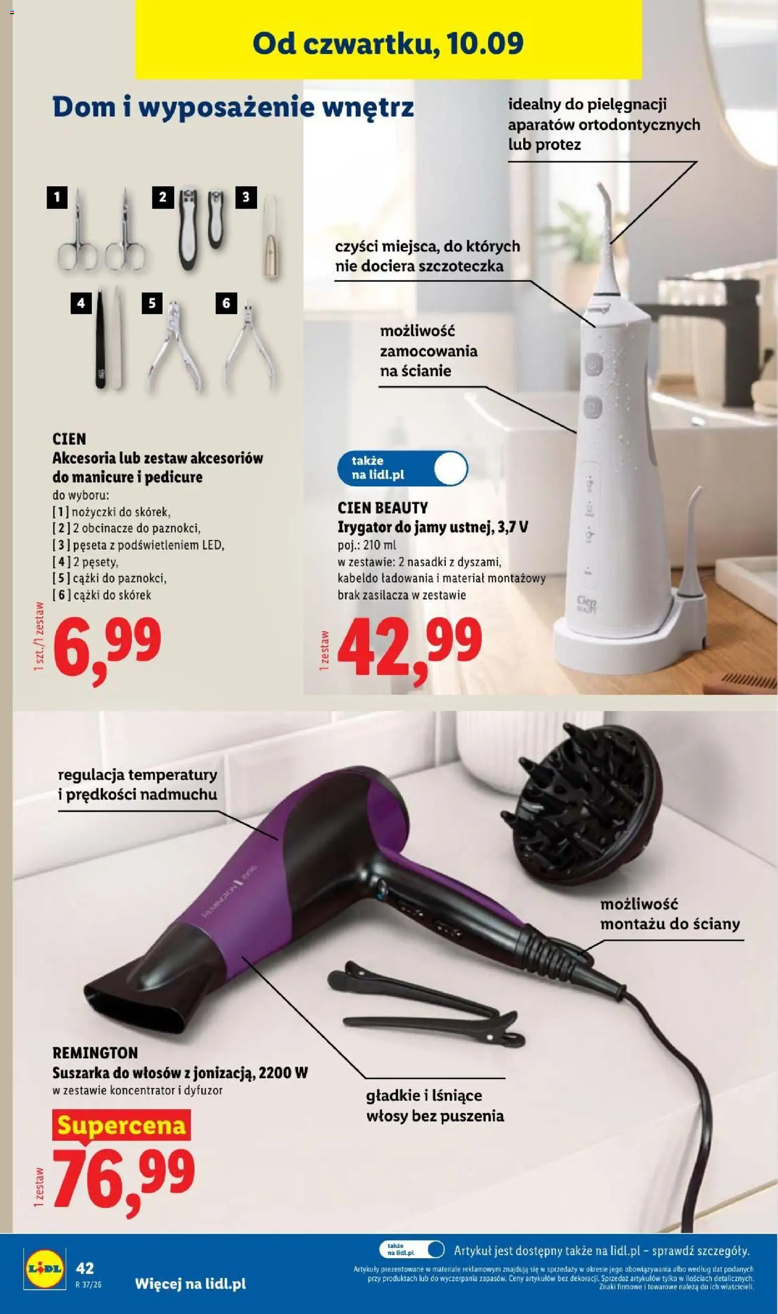 Lidl Katalog od 07.09.2026 | Strona: 48 | Produkty: Suszarka, Suszarka do włosów, Irygator