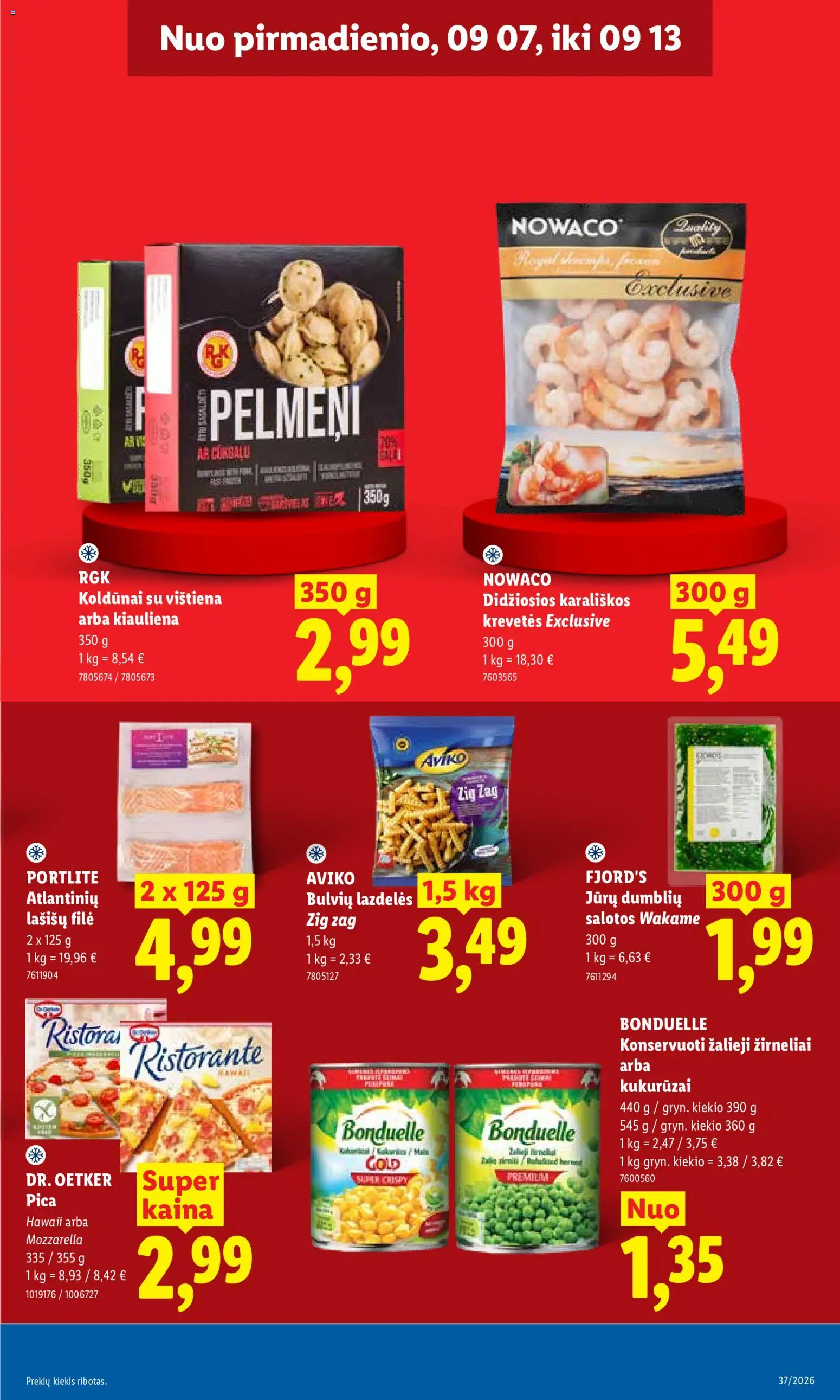 LIDL akcijos nuo 2026.09.07 | Puslapis: 9 | Prekių: Salotos, Lašišų filė, Vištiena, Kiauliena