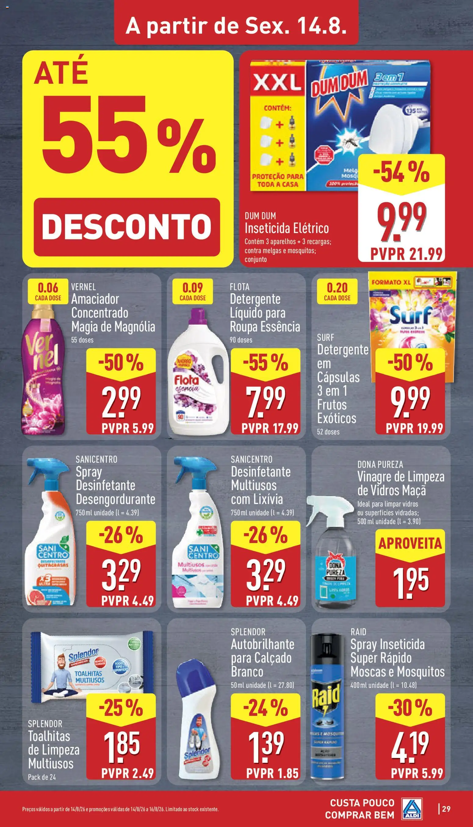 Aldi folheto │ válido de 10/08/2026 | Página: 29 | Produtos: Vinagre, Inseticida, Detergente, Maça