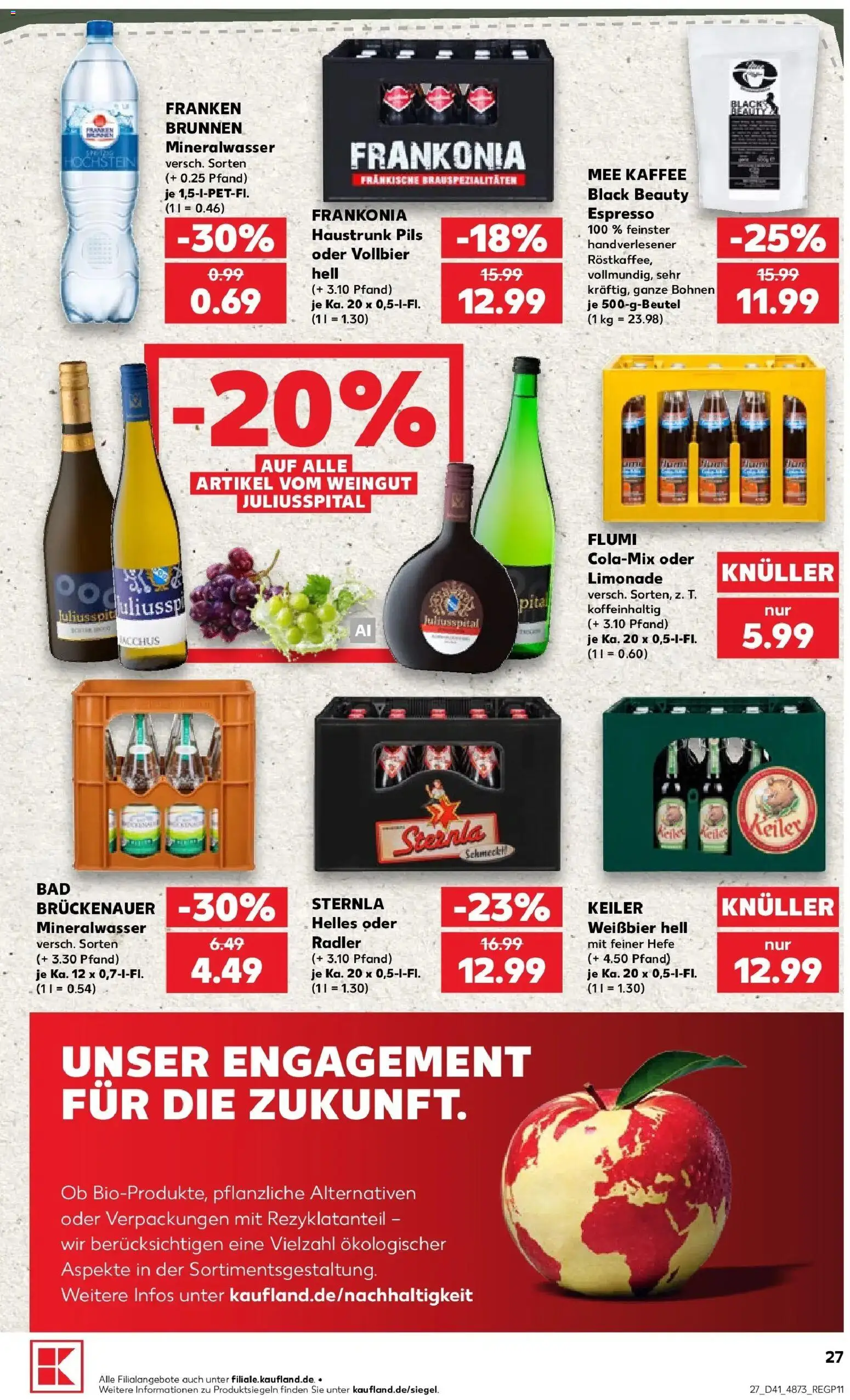 Prospekt Kaufland ab 08.10.2026 » Angebote Online zum Blättern | Seite: 27 | Produkte: Weißbier, Pils, Mineralwasser, Radler