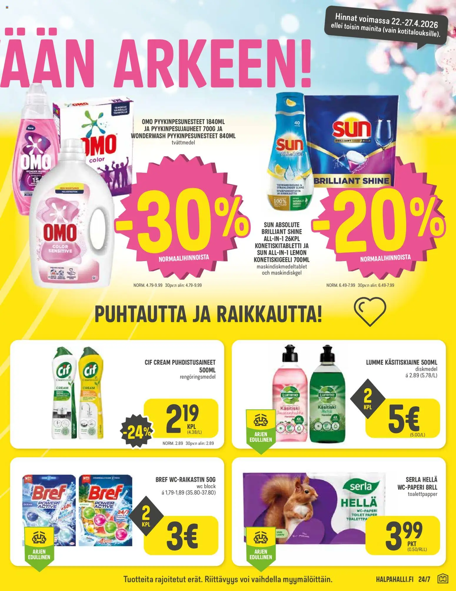 Halpa Halli tarjoukset – voimassa 22.04.2026 alkaen | Sivu: 7 | Tuotteet: Hella, WC, Voi
