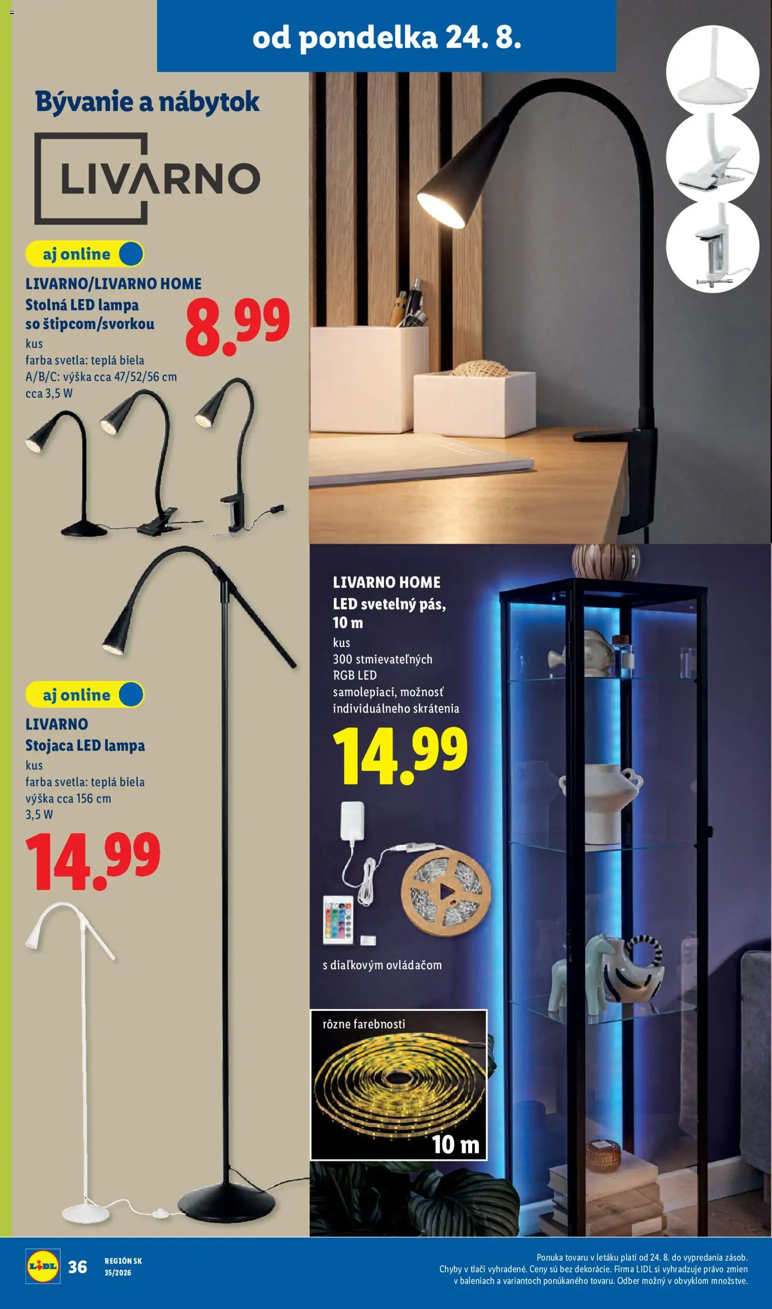 Nové Lidl akcie – leták je platný od 24.08.2026 | Strana: 48 | Produkty: Nábytok, Lampa, Led lampa, Lampa stojaca