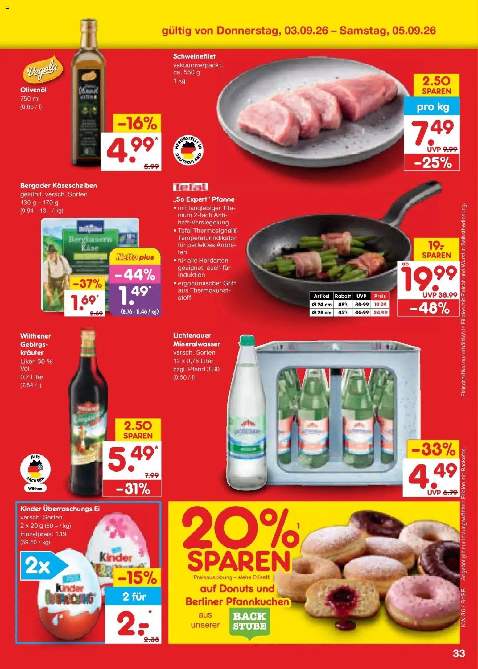 Netto Marken-Discount Prospekt Kremmen (ab 31.08.2026) » Angebote | Seite: 45 | Produkte: Pfannkuchen, Donuts, Schweinefilet, Fleisch