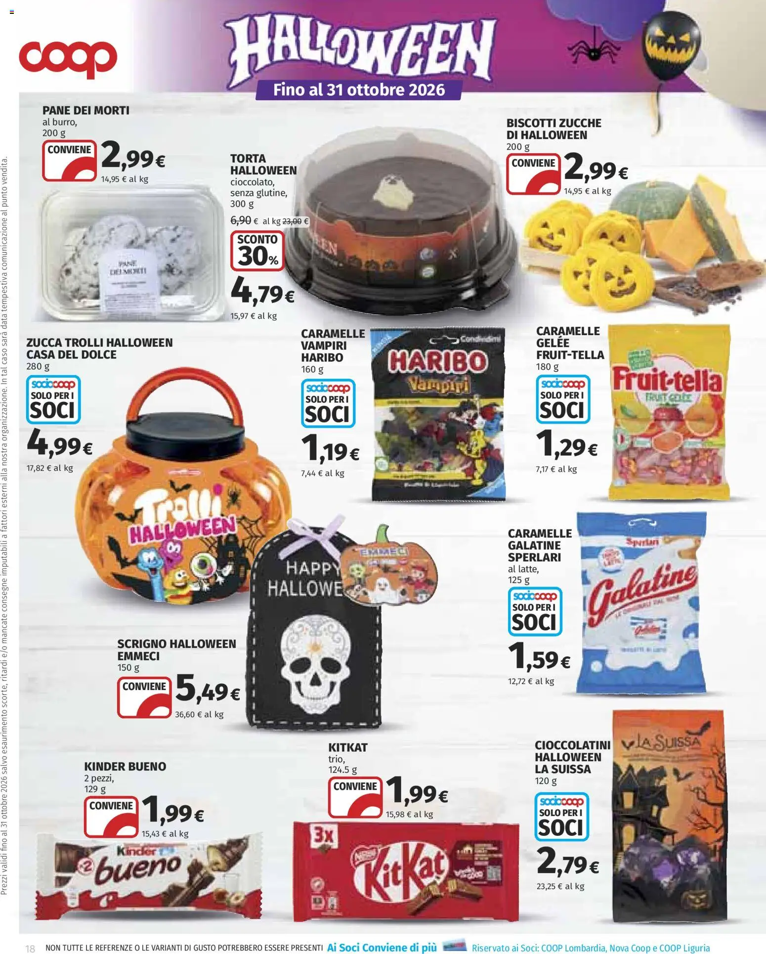 Volantino COOP del 15/10/2026 | Pagina: 18 | Prodotti: Caramelle, Zucca, Data, Torta