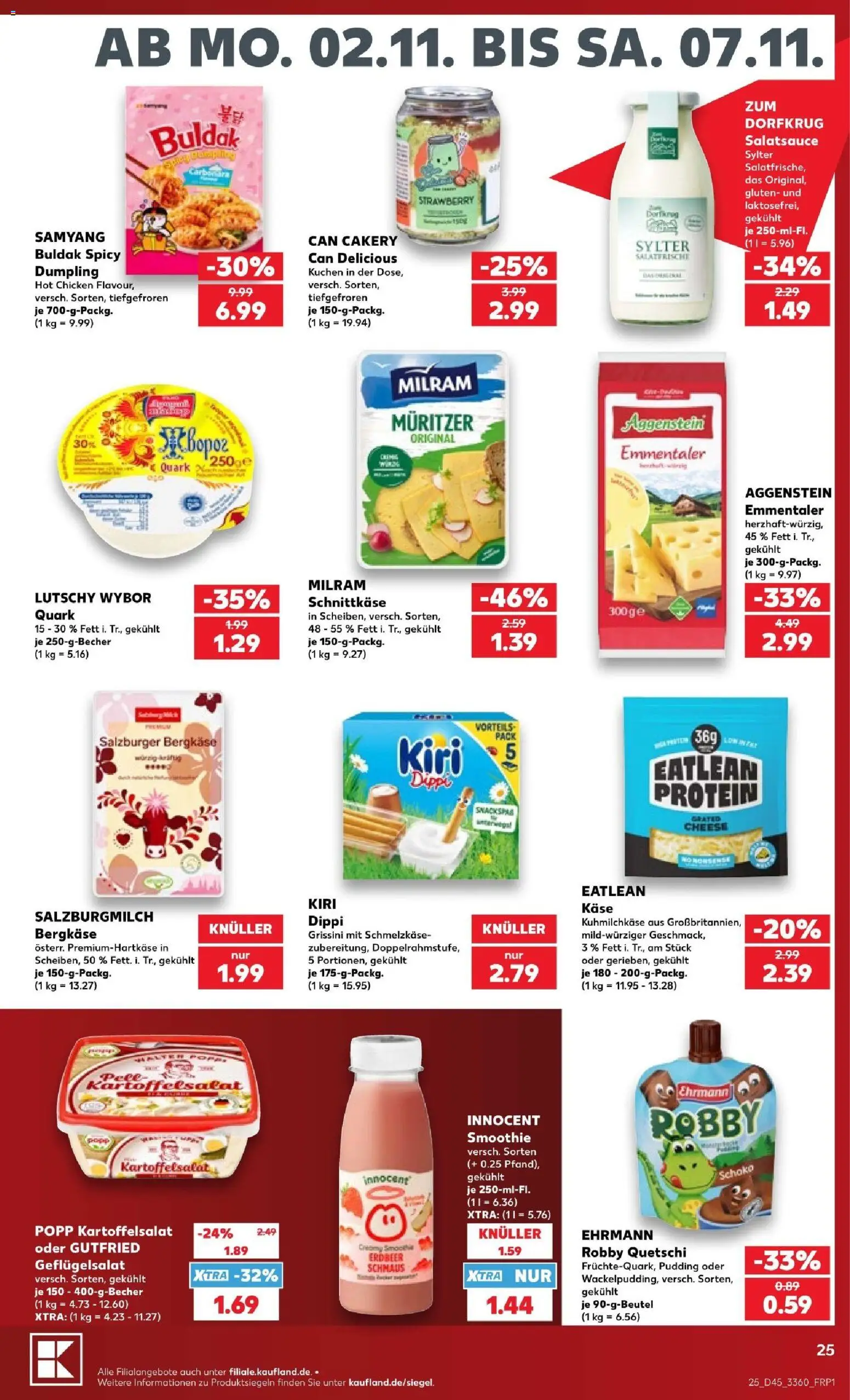 Kaufland Prospekt – gültig ab 02.11.2026 | Seite: 25 | Produkte: Quark, Käse, Milram, Kuchen