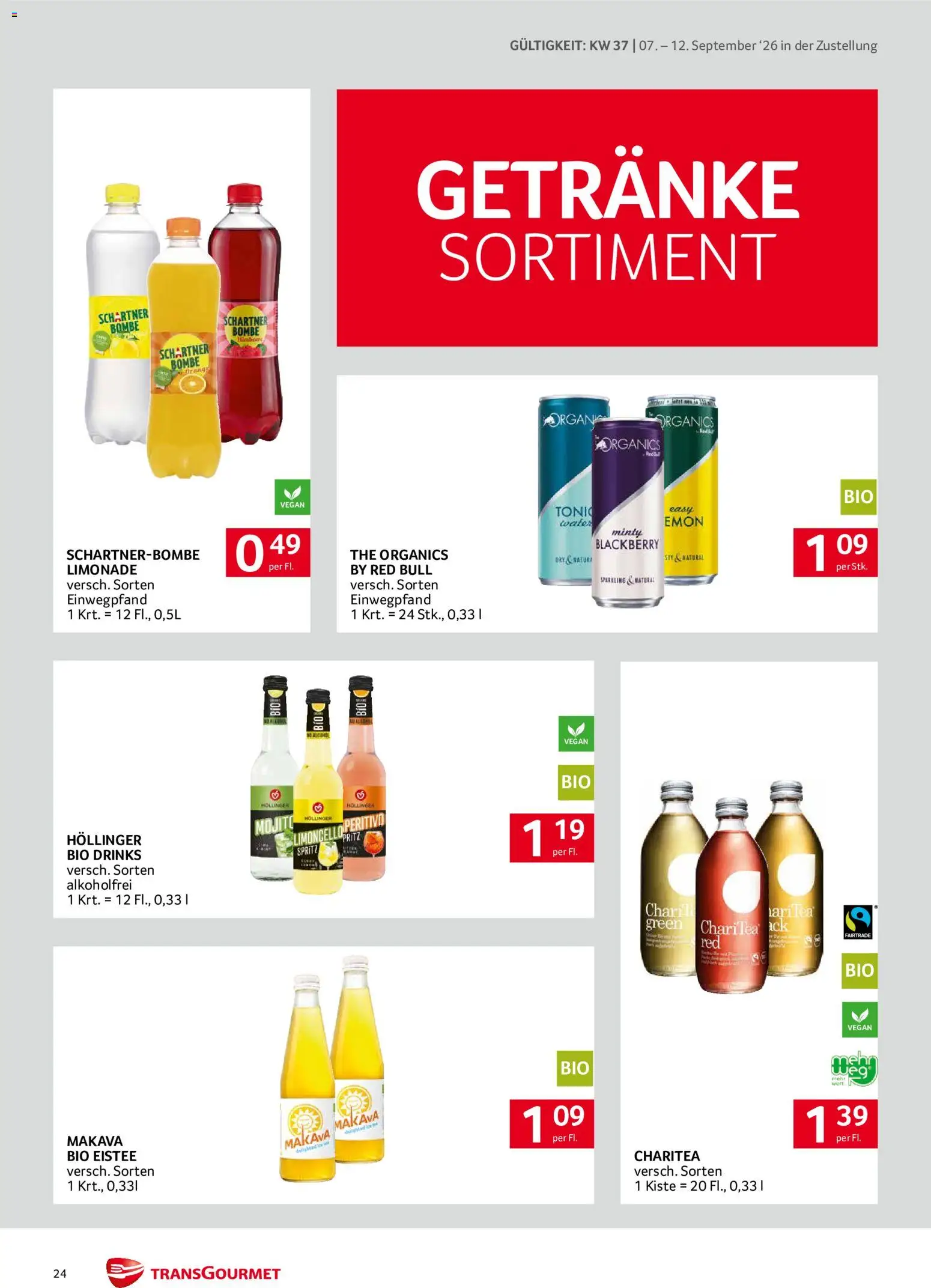 Transgourmet Zustellaktion - Broschüre gültig ab 07.09.2026 | Seite: 24 | Produkte: Getränke