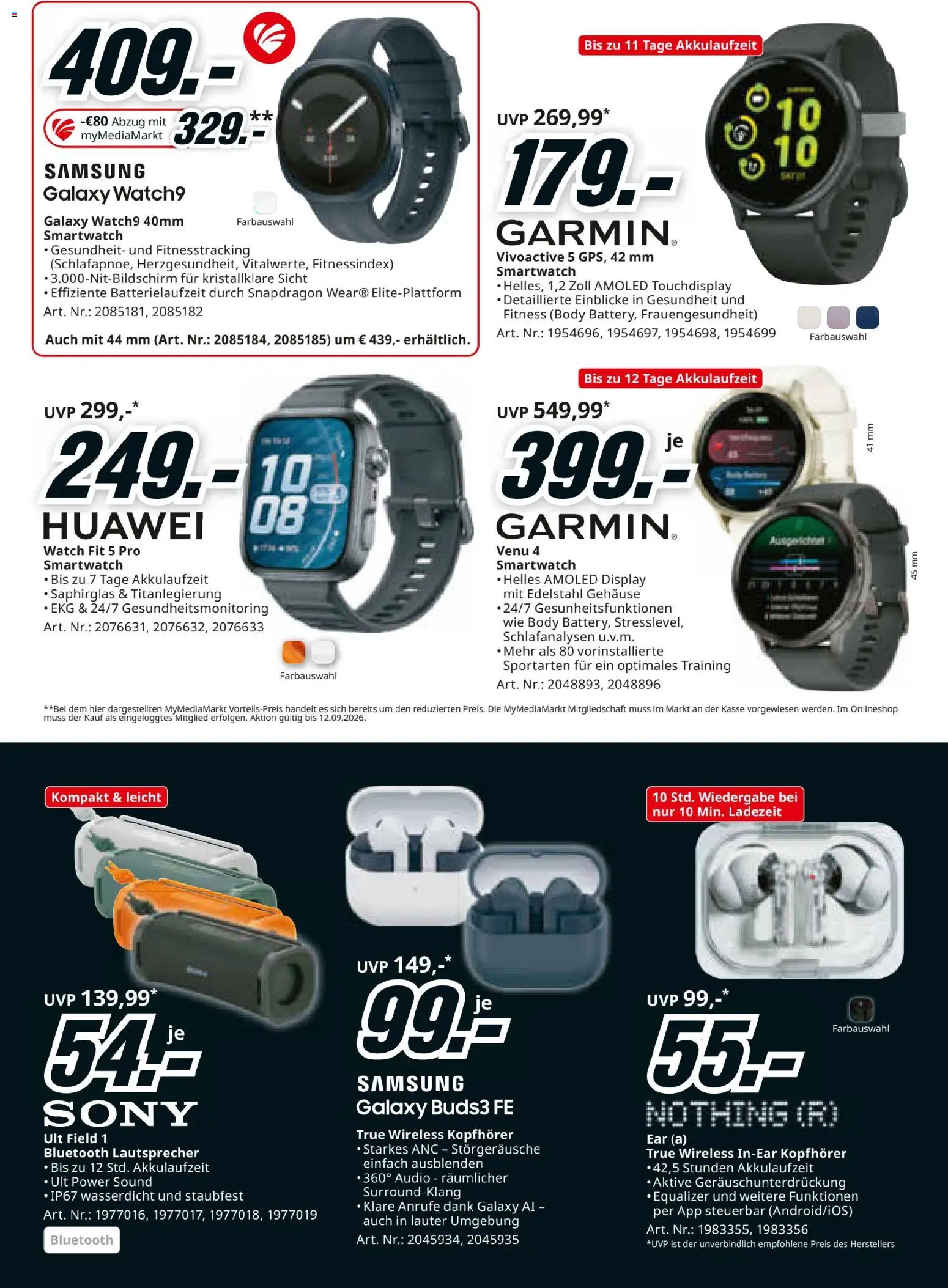 Media Markt Superstart gültig ab 25.08.2026 | Seite: 14 | Produkte: Audio, Kopfhörer, Smartwatch, Samsung