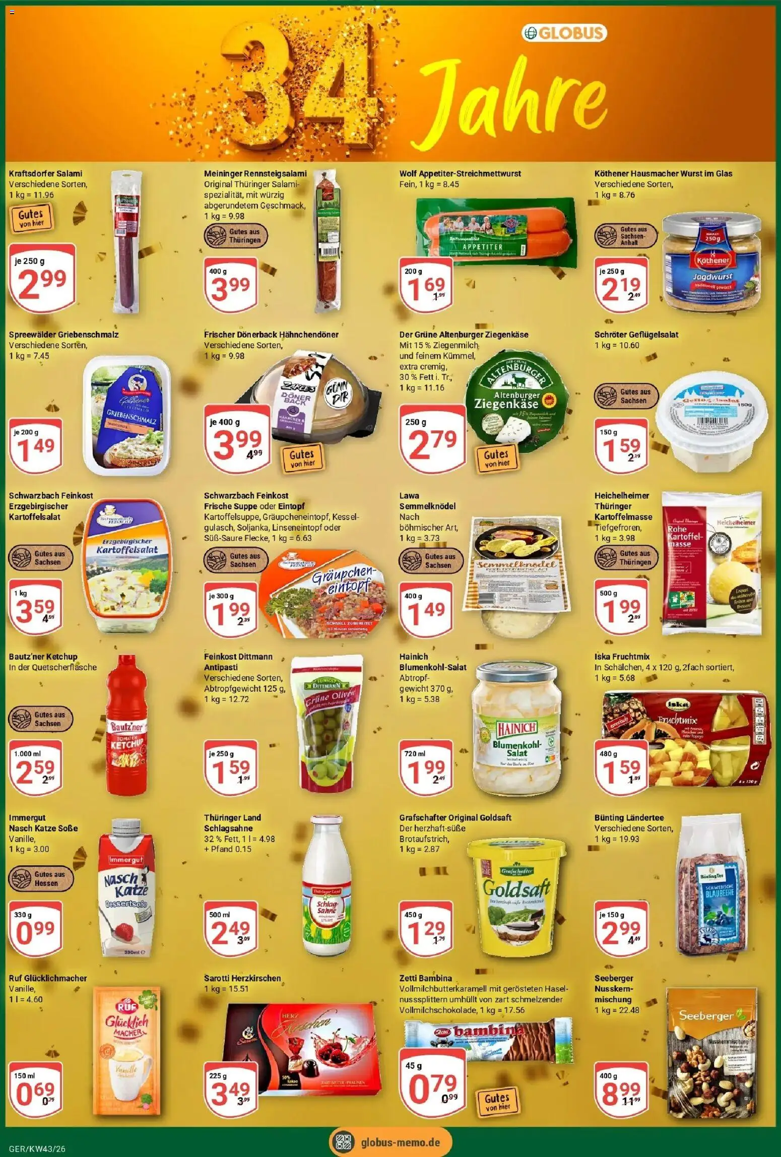 Globus Prospekt Gera (ab 19.10.2026) » Angebote online | Seite: 3 | Produkte: Gewicht, Schlagsahne, Tomaten, Salami
