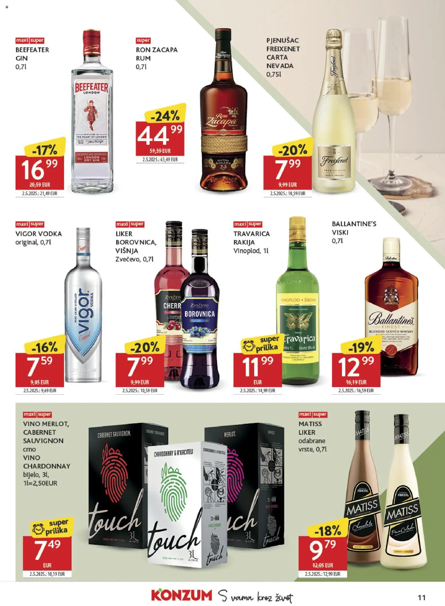 Konzum katalog | vrijedi od 15.04.2026 | Stranica: 11 | Proizvodi: Travarica, Whisky, Rakija, Borovnica