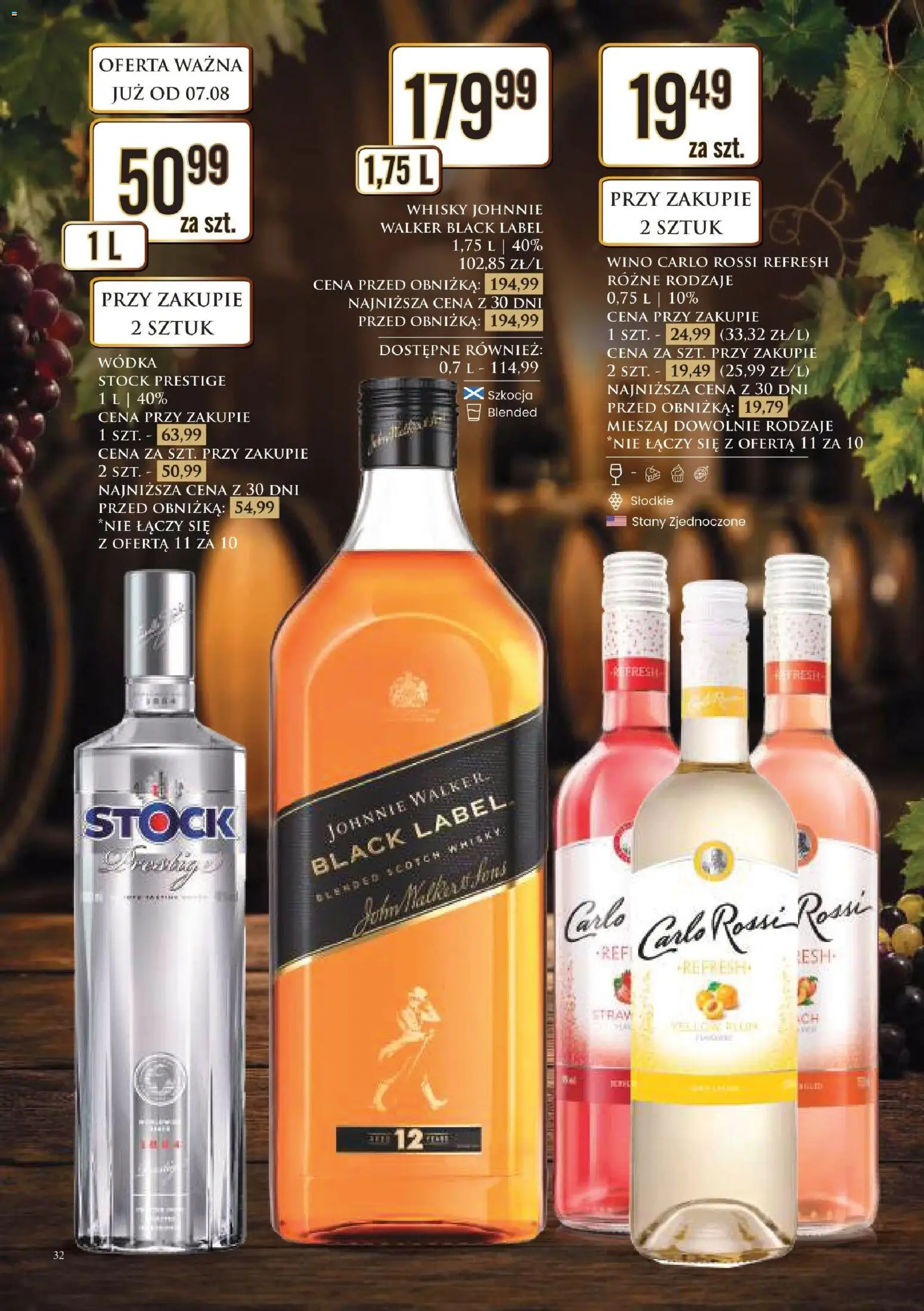 Dino gazetka alkoholowa od 07.08.2026 | Strona: 32 | Produkty: Scotch whisky, Black Label, Wino, Whisky