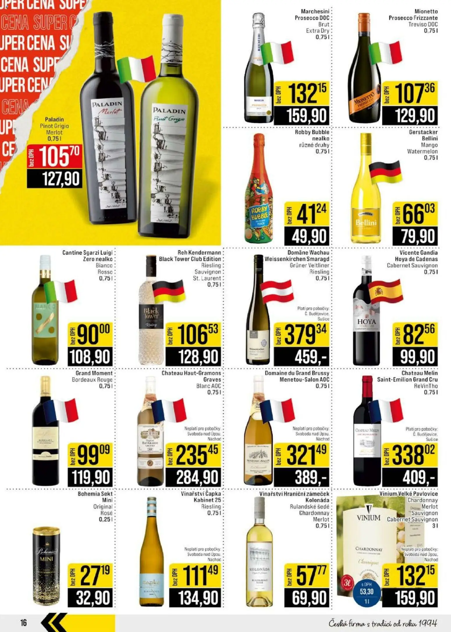 Jip leták - Cash & Carry od 22.07.2026 | Strana: 16 | Produkty: Frizzante, Merlot, Sušiče, Cabernet Sauvignon