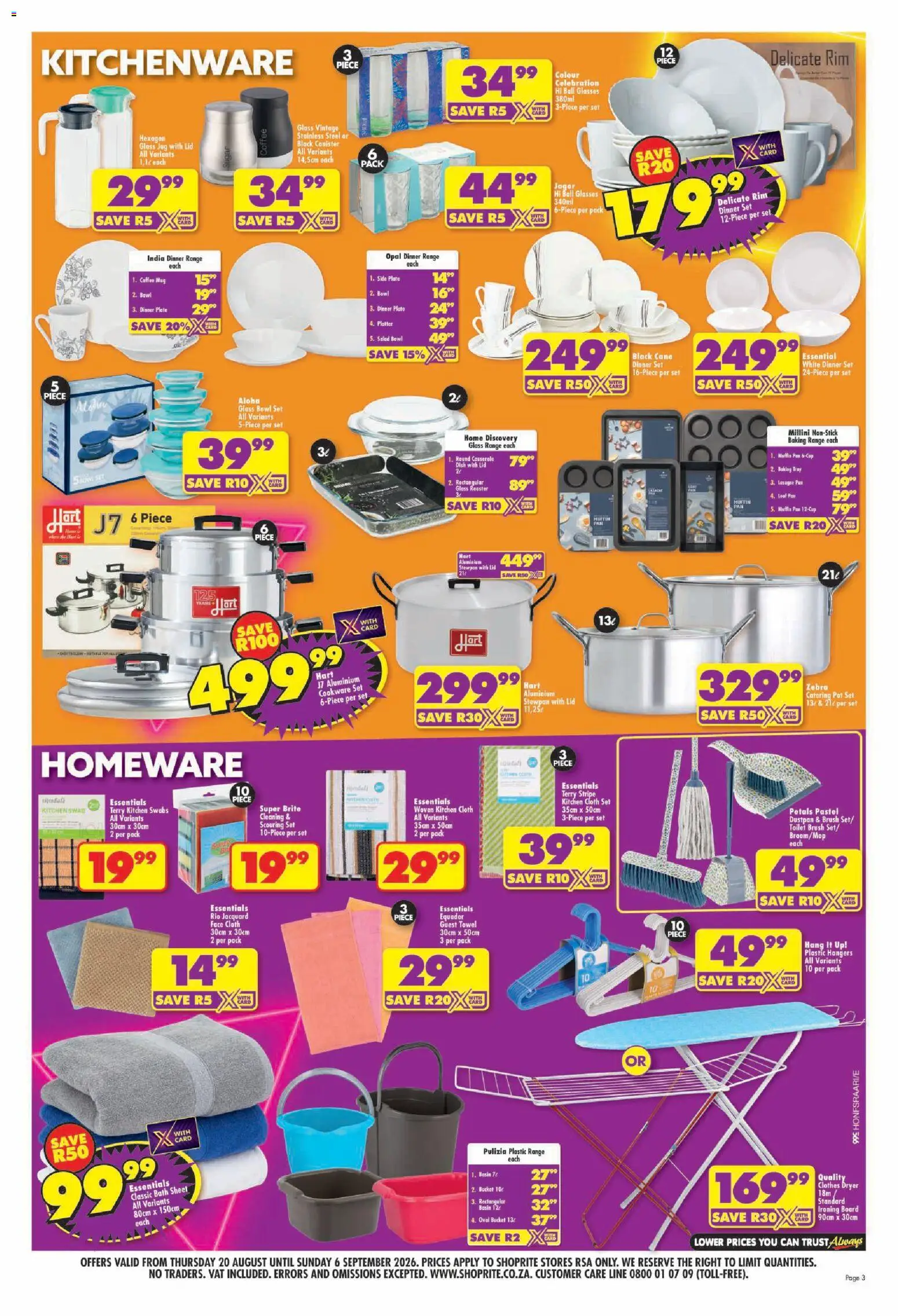 New Shoprite catalogue – valid from 20/08/2026 | Page: 3 | Products: Tray, Toilet, Brush, Sugar