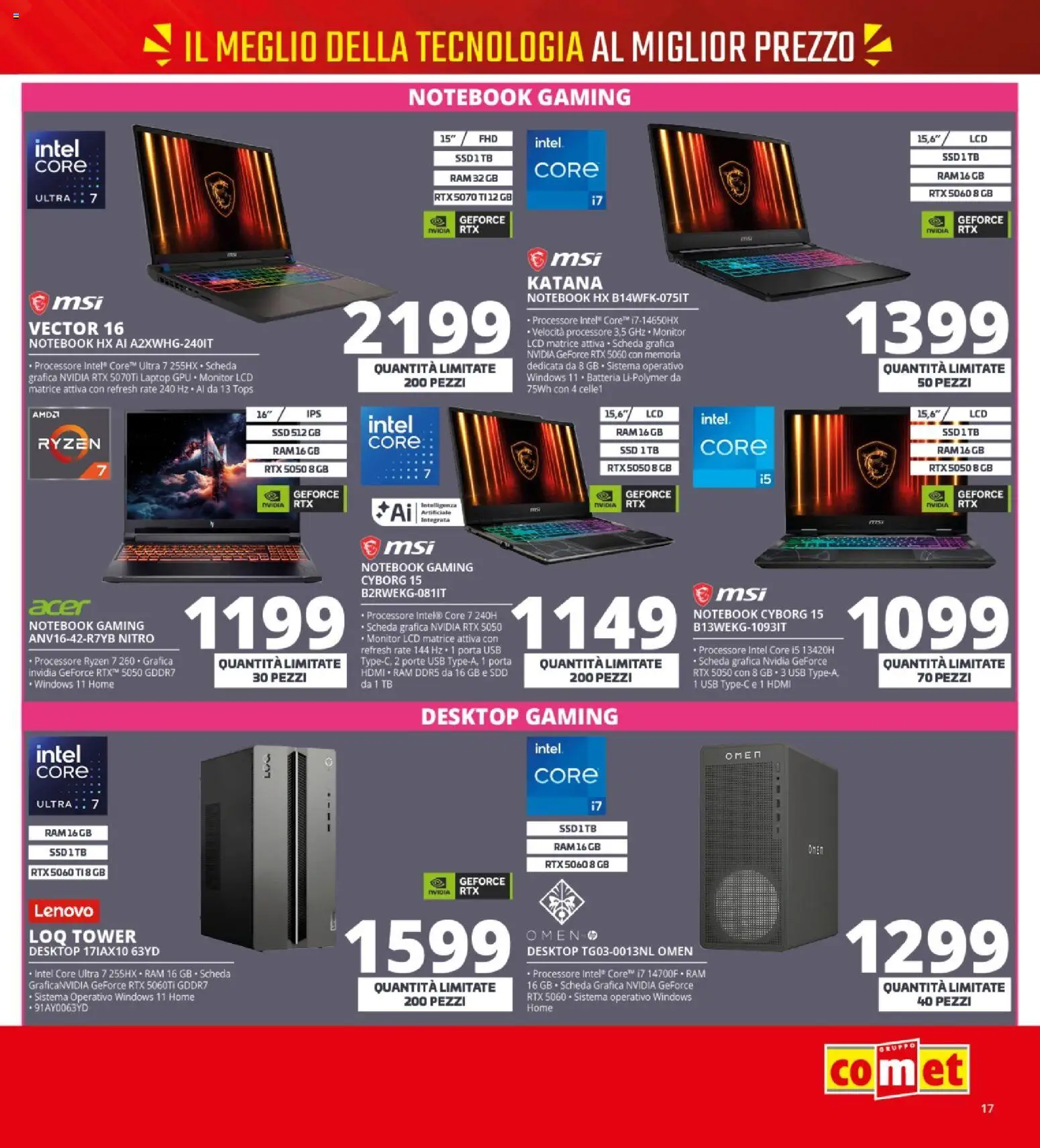 Volantino Comet del 10/09/2026 | Pagina: 17 | Prodotti: Monitor, Notebook, Laptop, USB