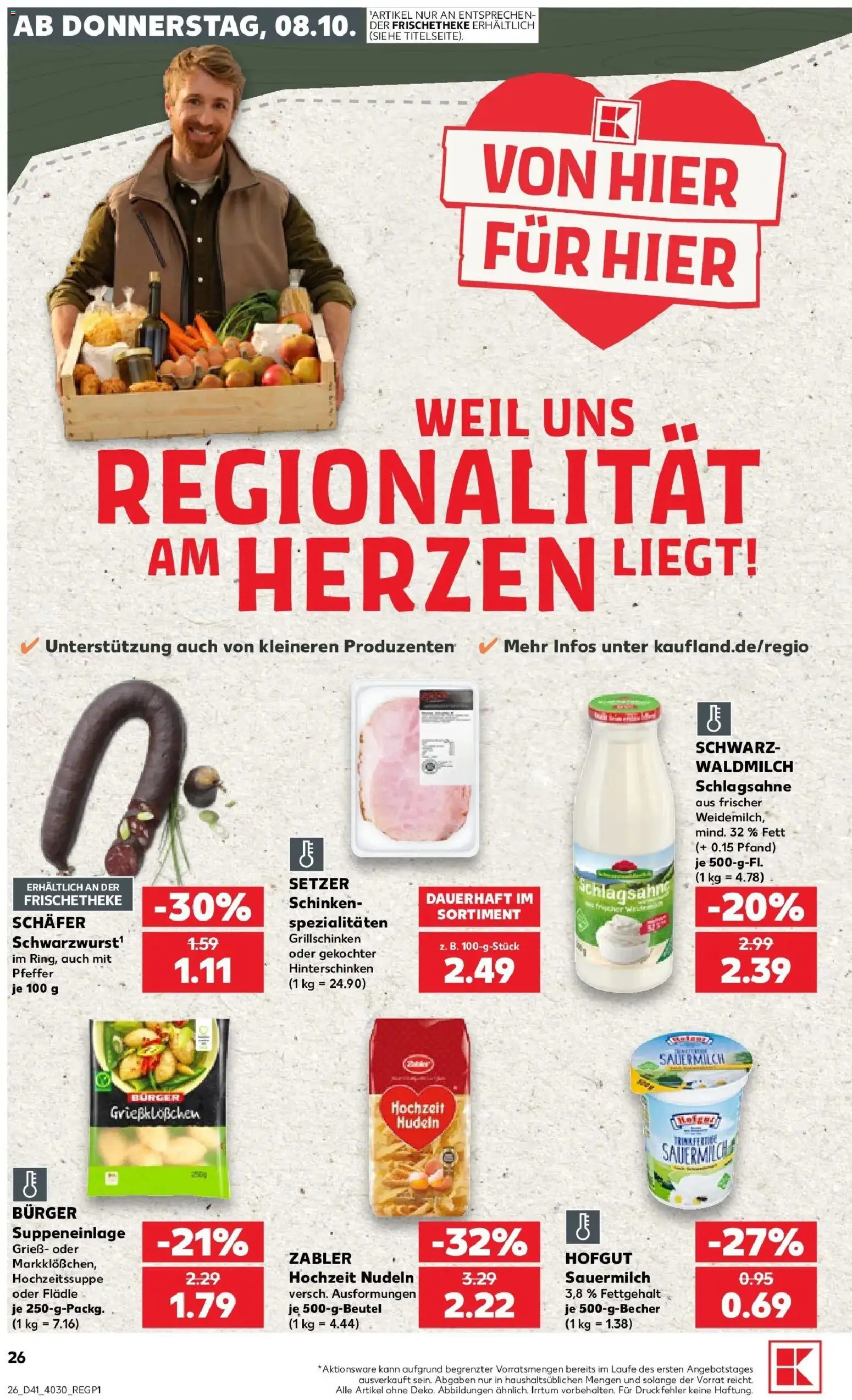 Prospekt Kaufland ab 08.10.2026 » Angebote Online zum Blättern | Seite: 26 | Produkte: Grieß, Schlagsahne, Spezialitäten, Pfeffer