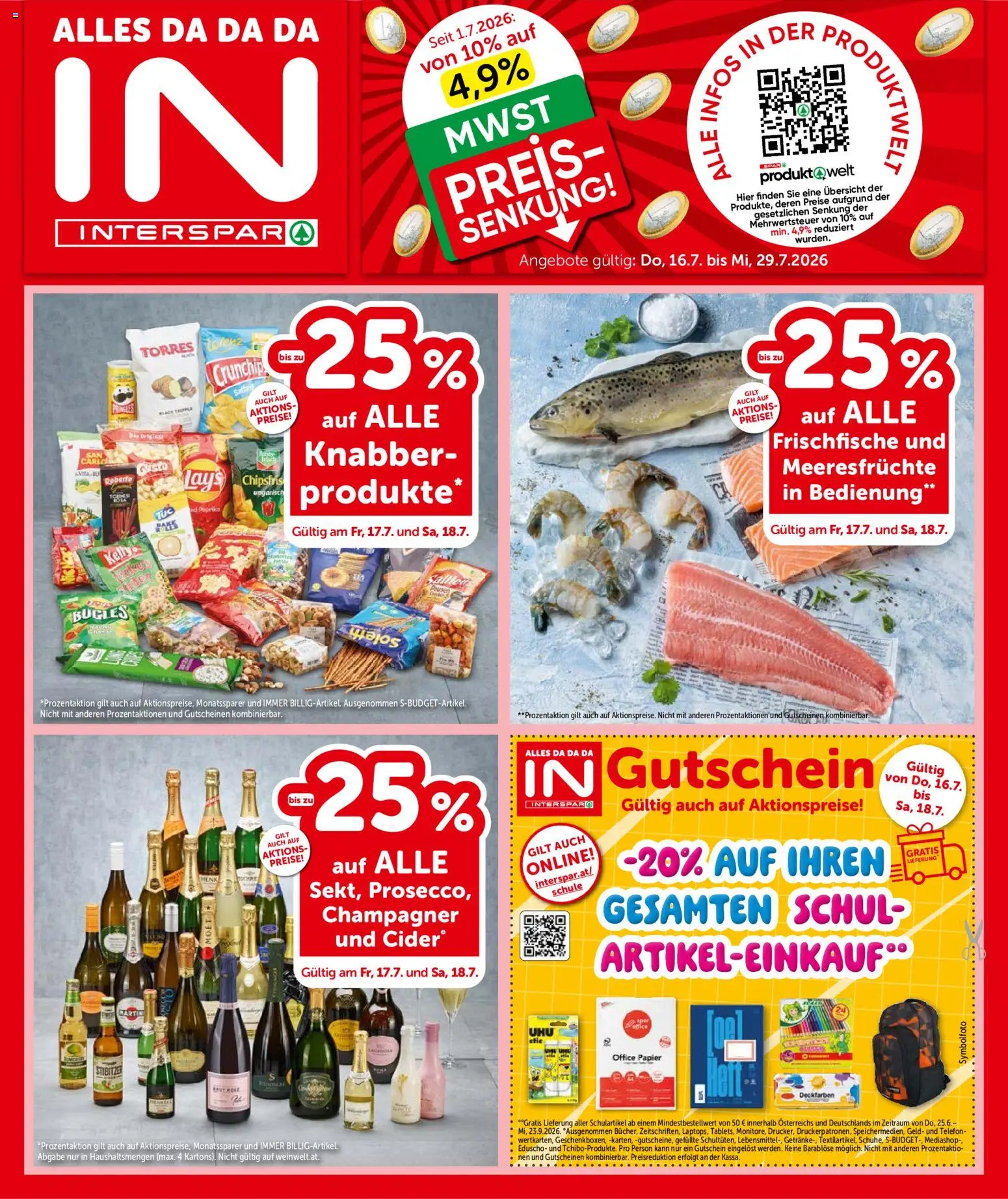 Interspar Flugblatt - Niederösterreich gültig ab 16.07.2026 | Seite: 1 | Produkte: Meeresfrüchte, Telefon