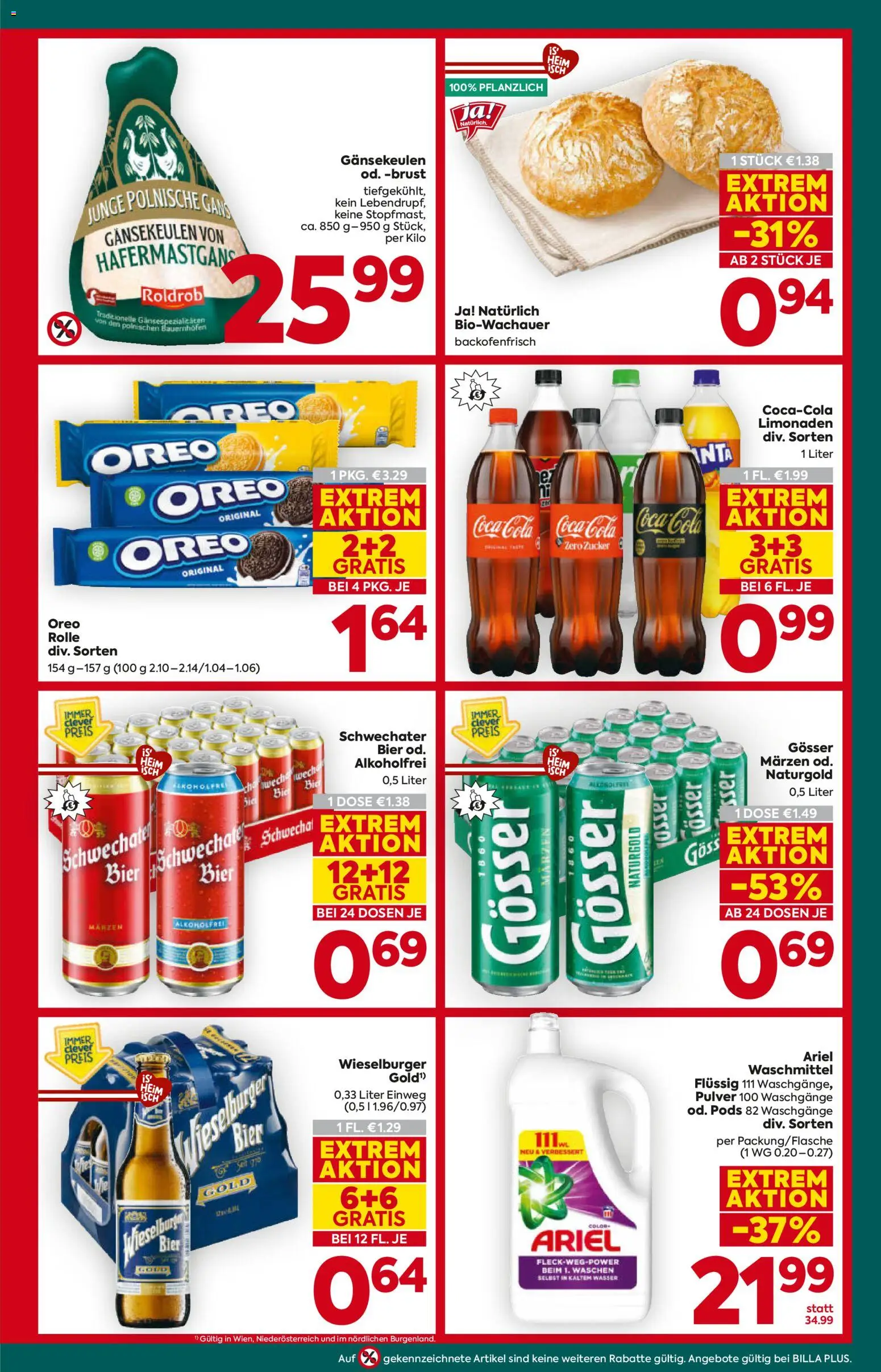 Billa Plus Flugblatt gültig ab 29.10.2026 | Seite: 5 | Produkte: Wasser, Zucker, Gans, Bier