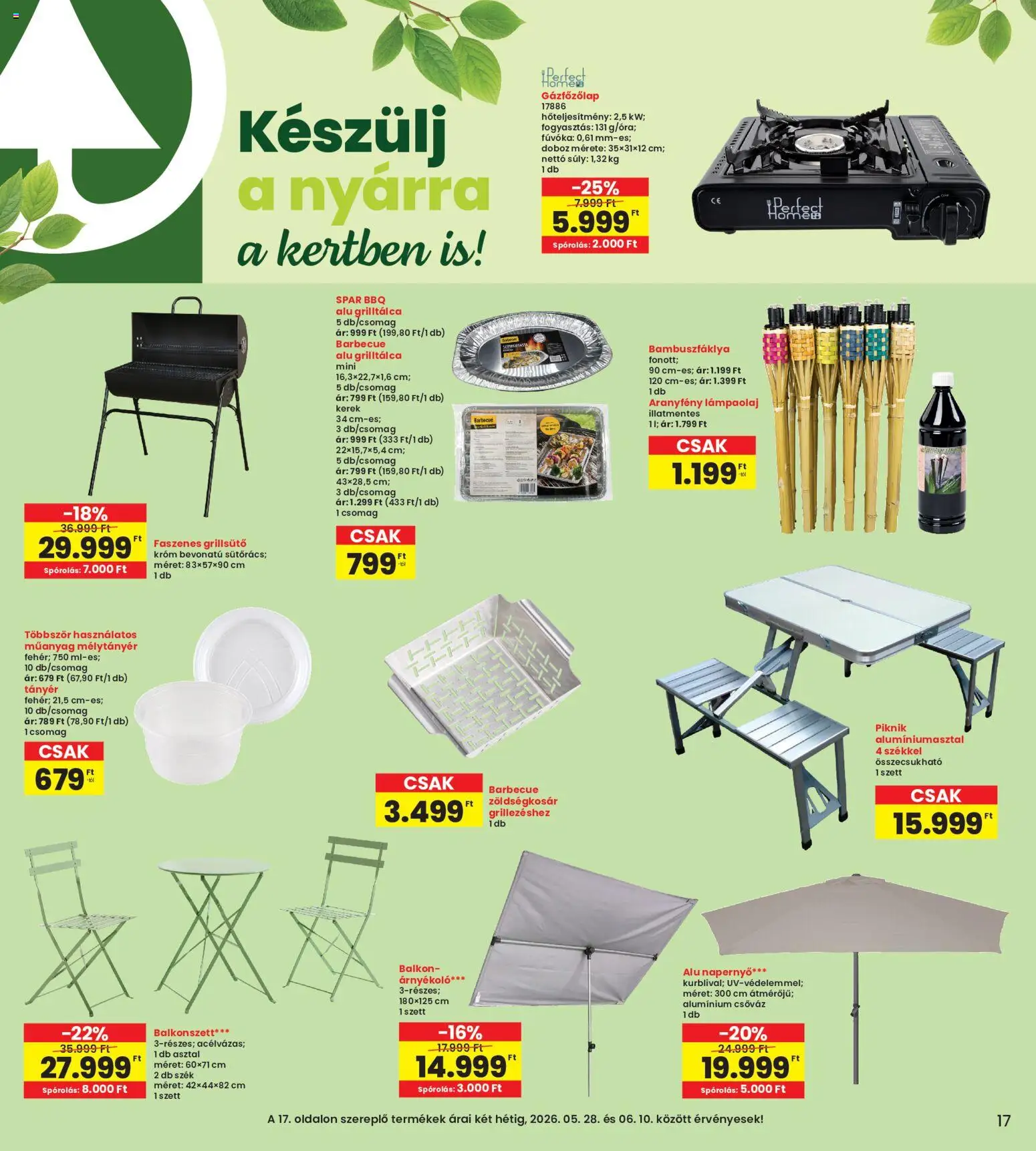 Interspar akciós ujság - amely érvényes a következő dátumtól: 28.05.2026 | Oldal: 17 | Termékek: Grillsütő, Grilltálca, Asztal, Szék
