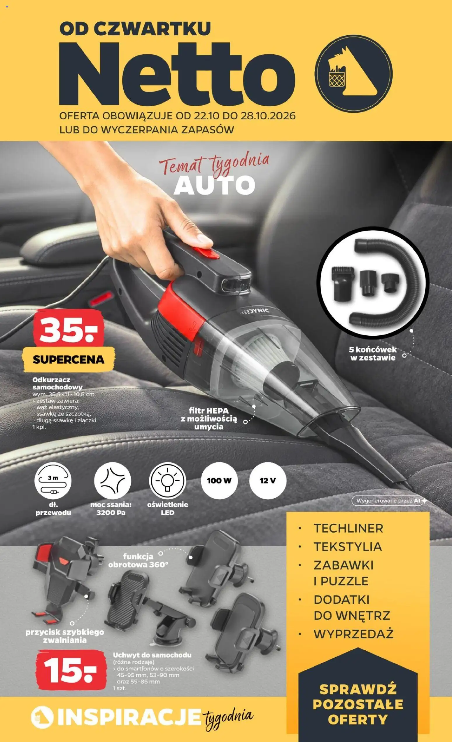 Netto gazetka od czwartku NonFood od 22.10.2026 | Strona: 1 | Produkty: Zabawki, Cleaner, Oświetlenie, Tekstylia