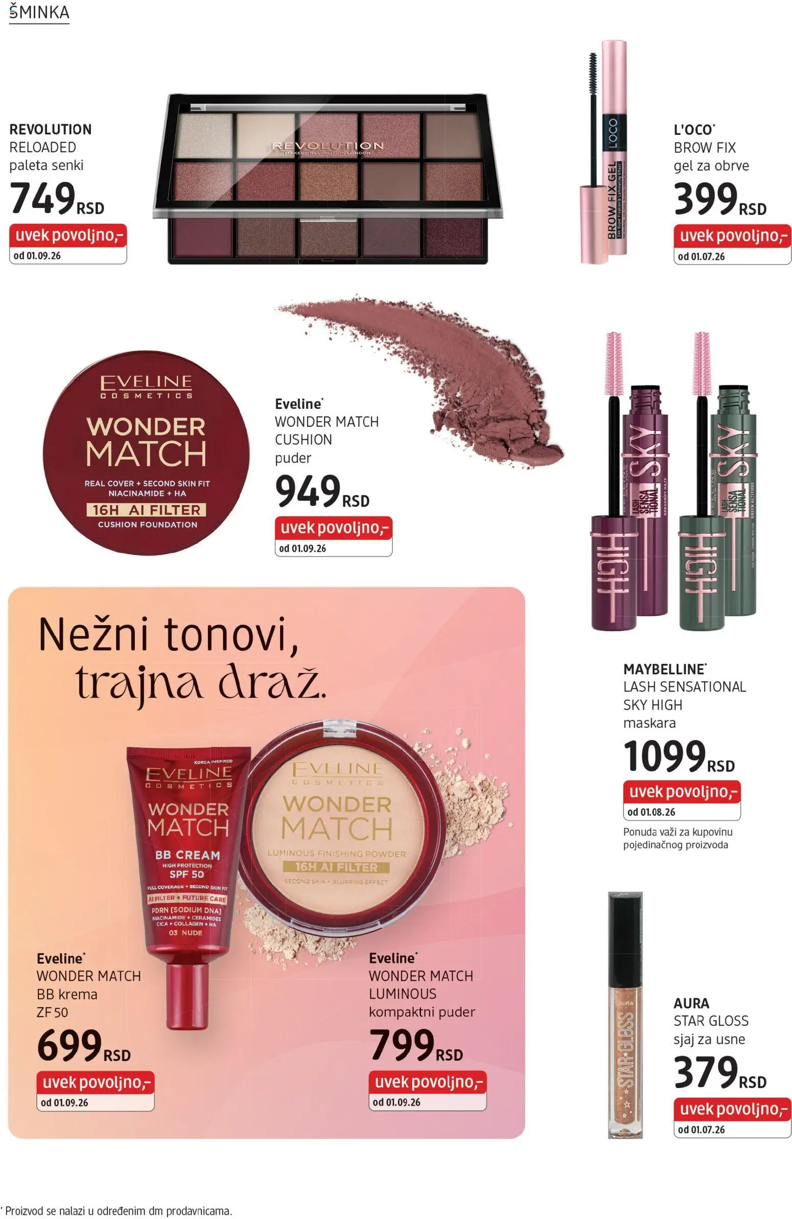 DM Drogerie katalog - važi od 01.09.2026 | Strana: 6 | Proizvode: Puder, Maskara, Sjaj za usne, Krema