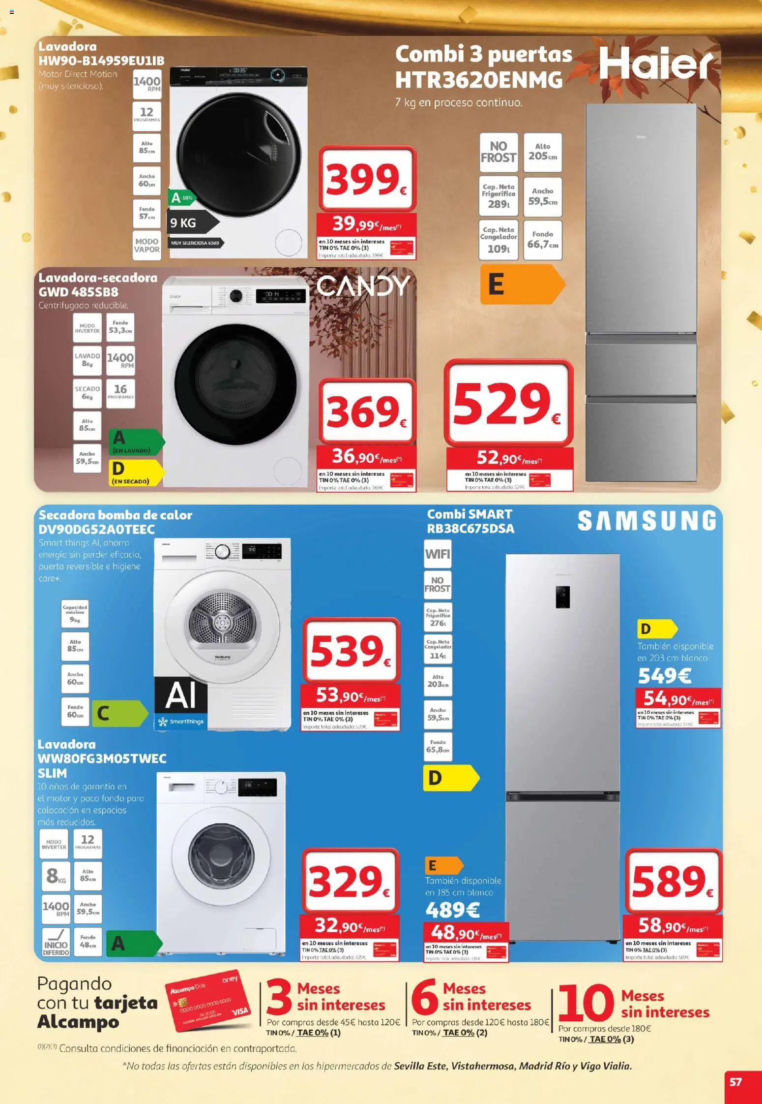 Alcampo folleto Telde │ válido desde el 22/10/2026 | Página: 57 | Productos: Lavadora, Secadora, Combi, Puertas