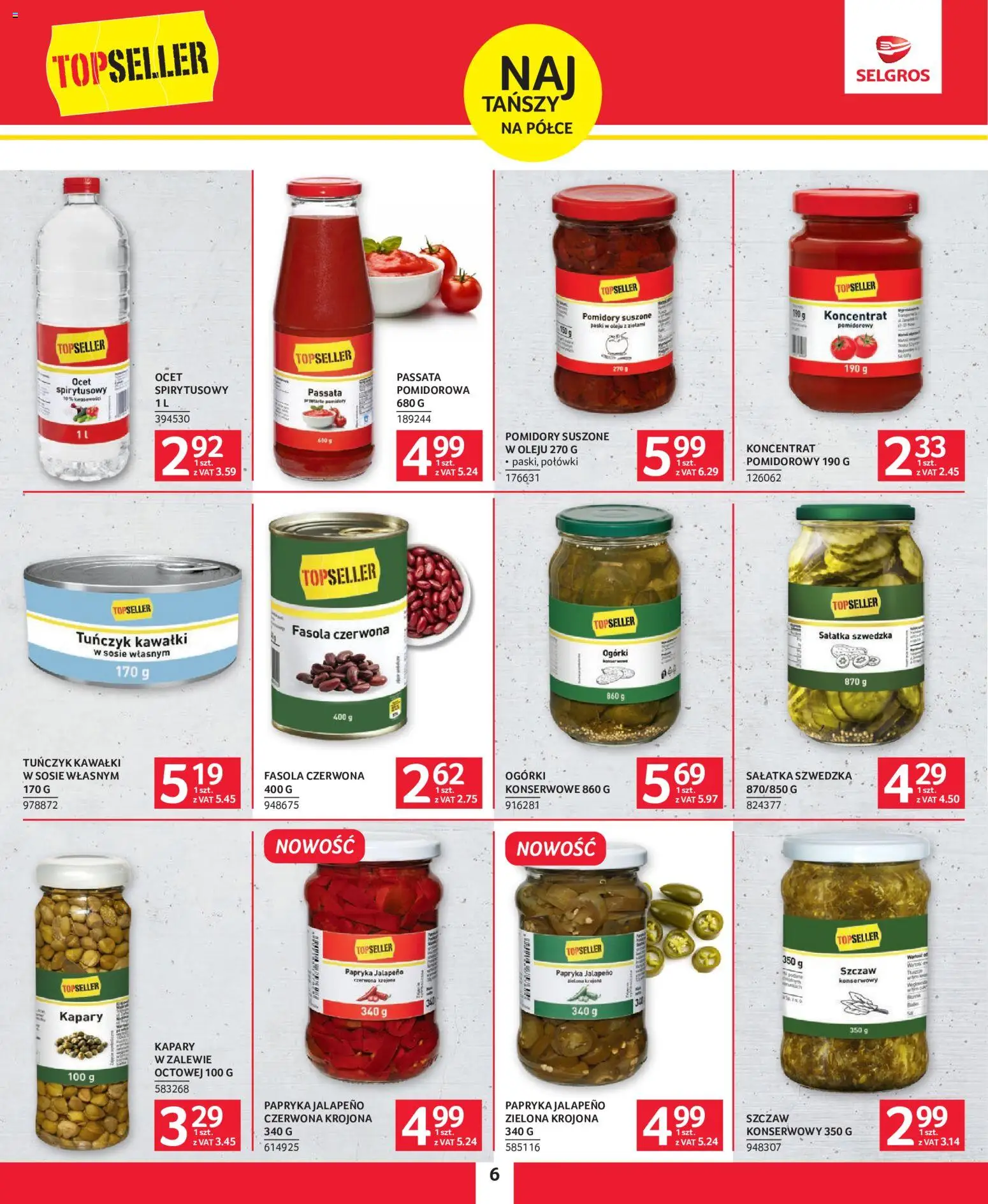 Selgros cash&carry gazetka - Topseller od 21.05.2026 | Strona: 6 | Produkty: Papryka jalapeno, Ocet, Kapary, Ogórki