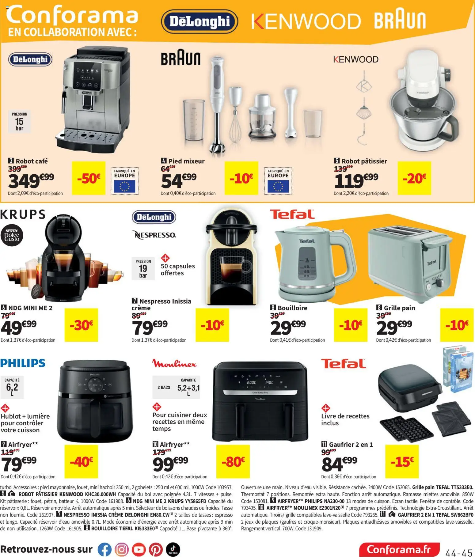 {H1} | Page: 45 | Produits: Robot pâtissier, Krups, Delonghi, Tefal