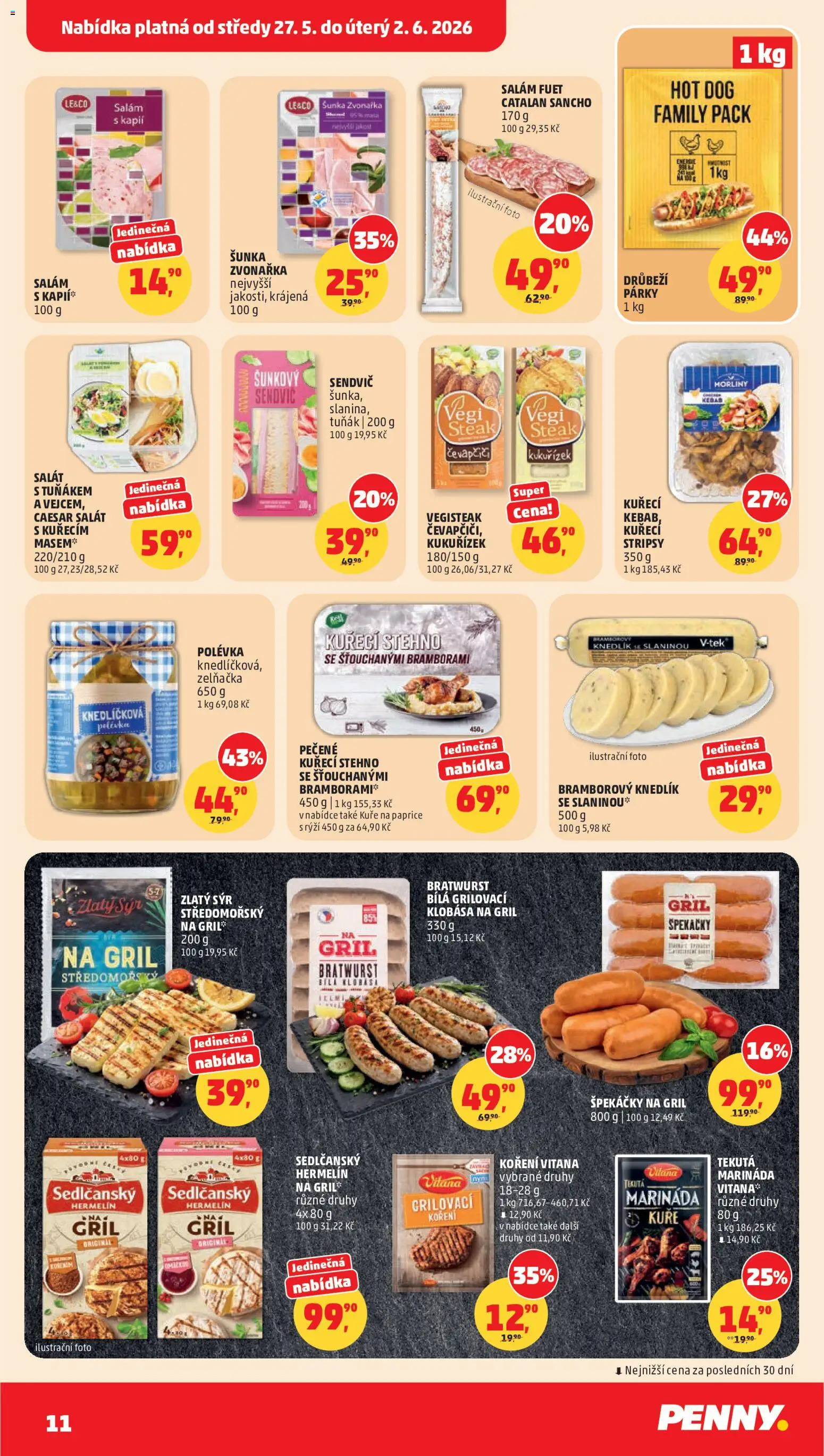 Penny Market leták od 27.05.2026 | Strana: 11 | Produkty: Šunka, Hermelín, Koření, Kuře