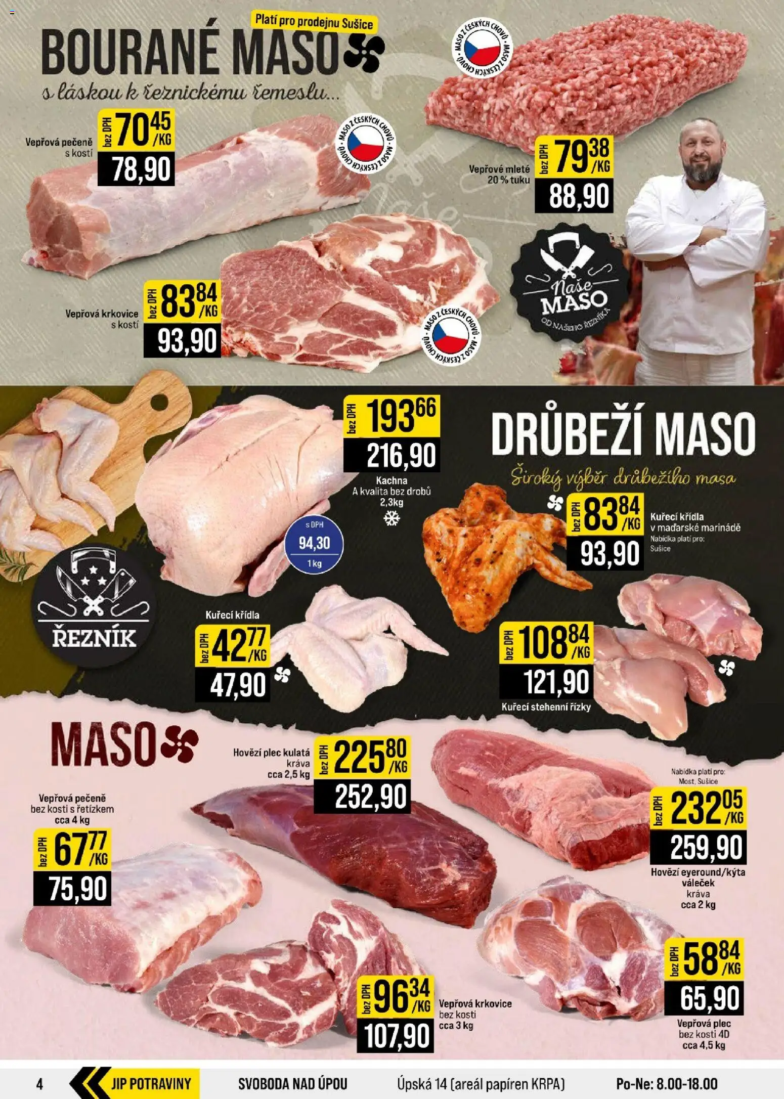 Jip leták - Cash & Carry od 12.08.2026 | Strana: 4 | Produkty: Řízky, Potraviny, Maso, Vepřová krkovice