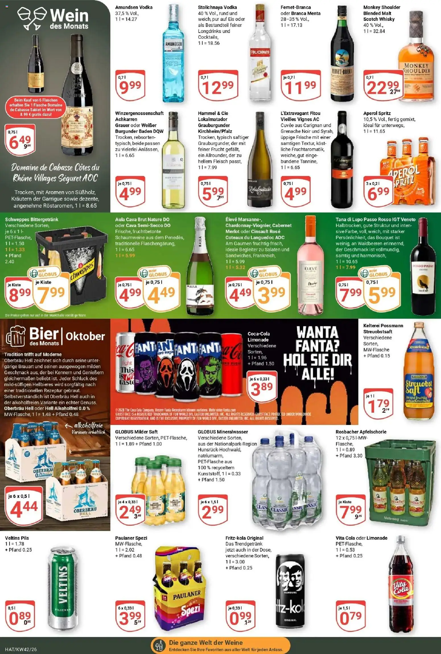 Globus Prospekt Hattersheim (ab 12.10.2026) » Angebote online | Seite: 18 | Produkte: Mehl, Merlot, Eis, Paulaner