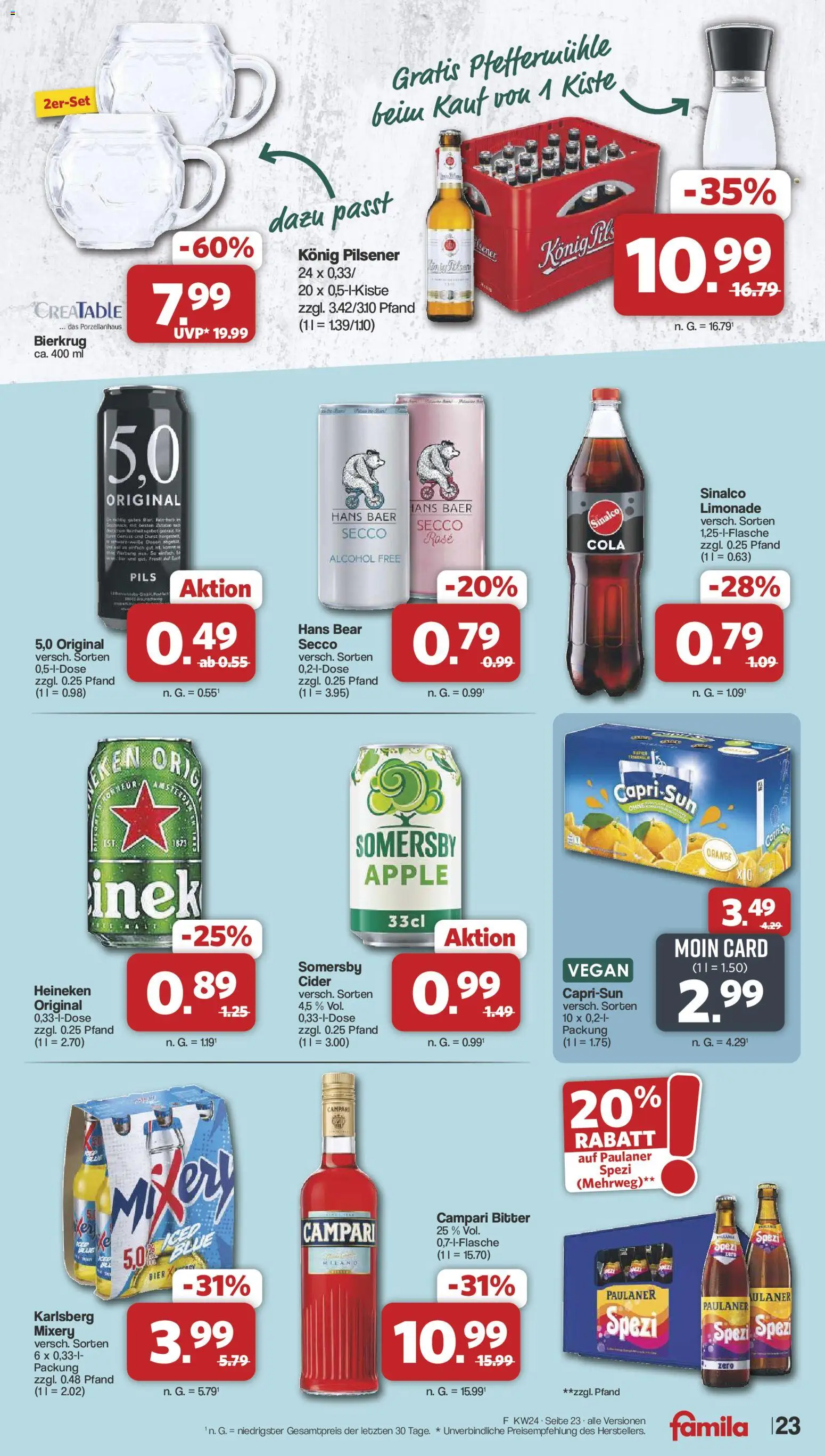 Famila Nordwest Prospekt – gültig ab 08.06.2026 | Seite: 23 | Produkte: Sinalco, Heineken, Mixery, Paulaner