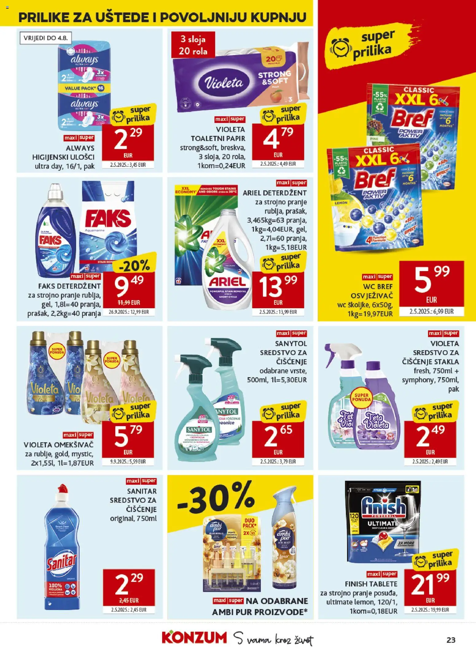 Konzum HR akciós ujság - amely érvényes a következő dátumtól: 2026.07.22. | Oldal: 23 | Termékek: Ariel, WC
