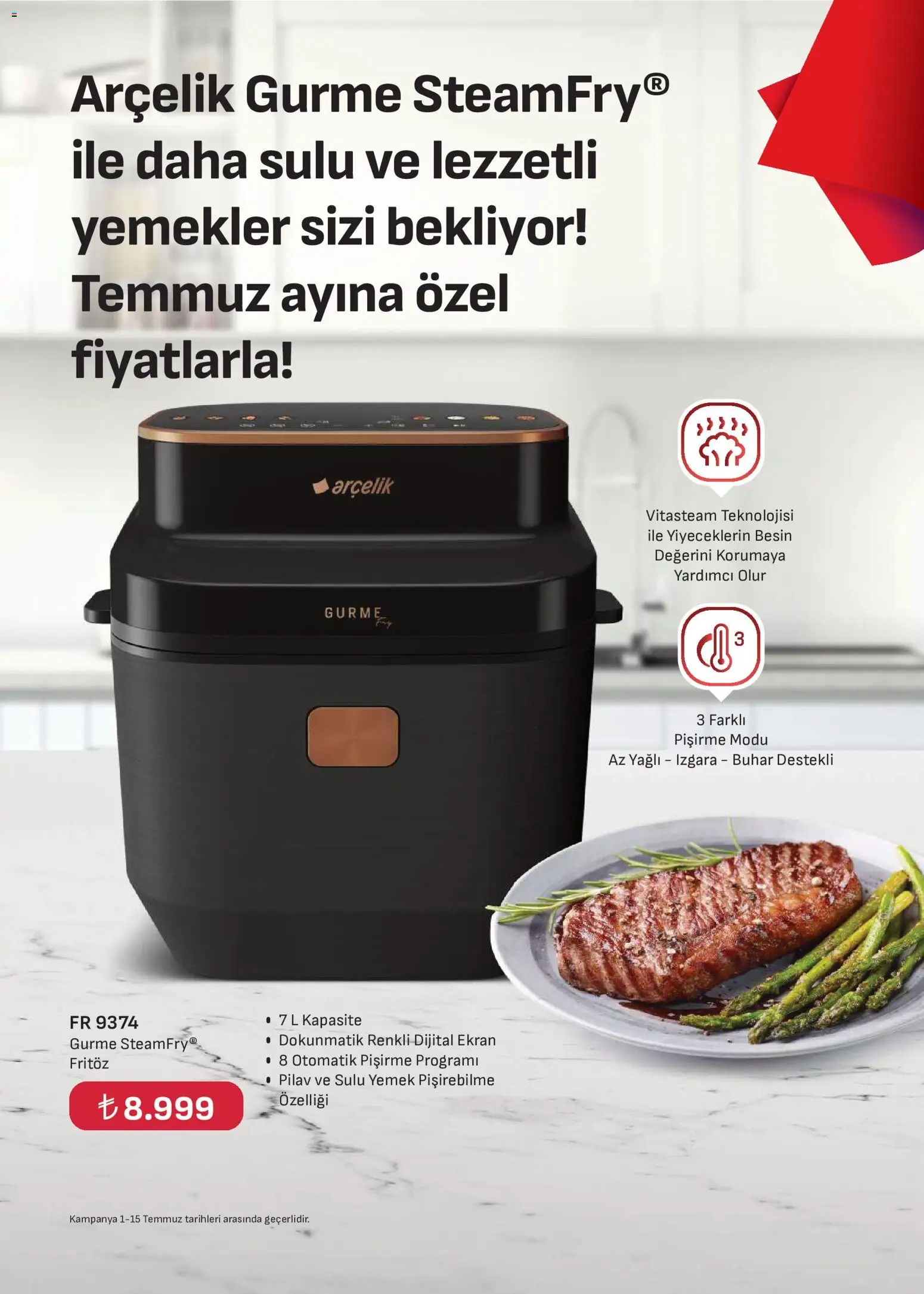 Arçelik Katalog - 01 Temmuz 2026 tarihinden itibaren geçerlidir | Sayfa: 52 | Ürünler: Fritöz, Pilav, Izgara