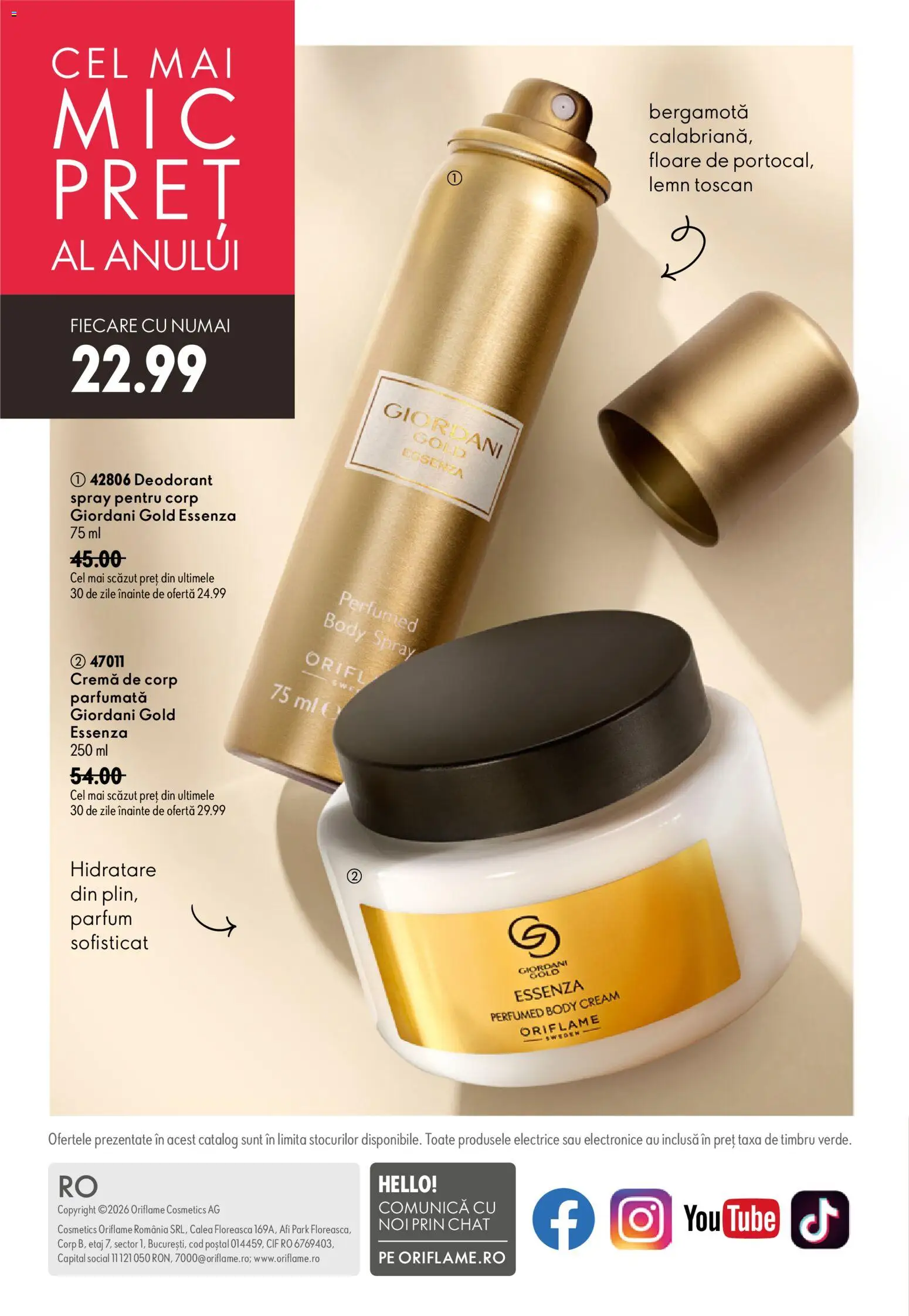 Noul catalog Oriflame – valabil de la 08.07.2026 | Pagină: 148 | Produse: Body, Parfum, Cremă de corp, Deodorant
