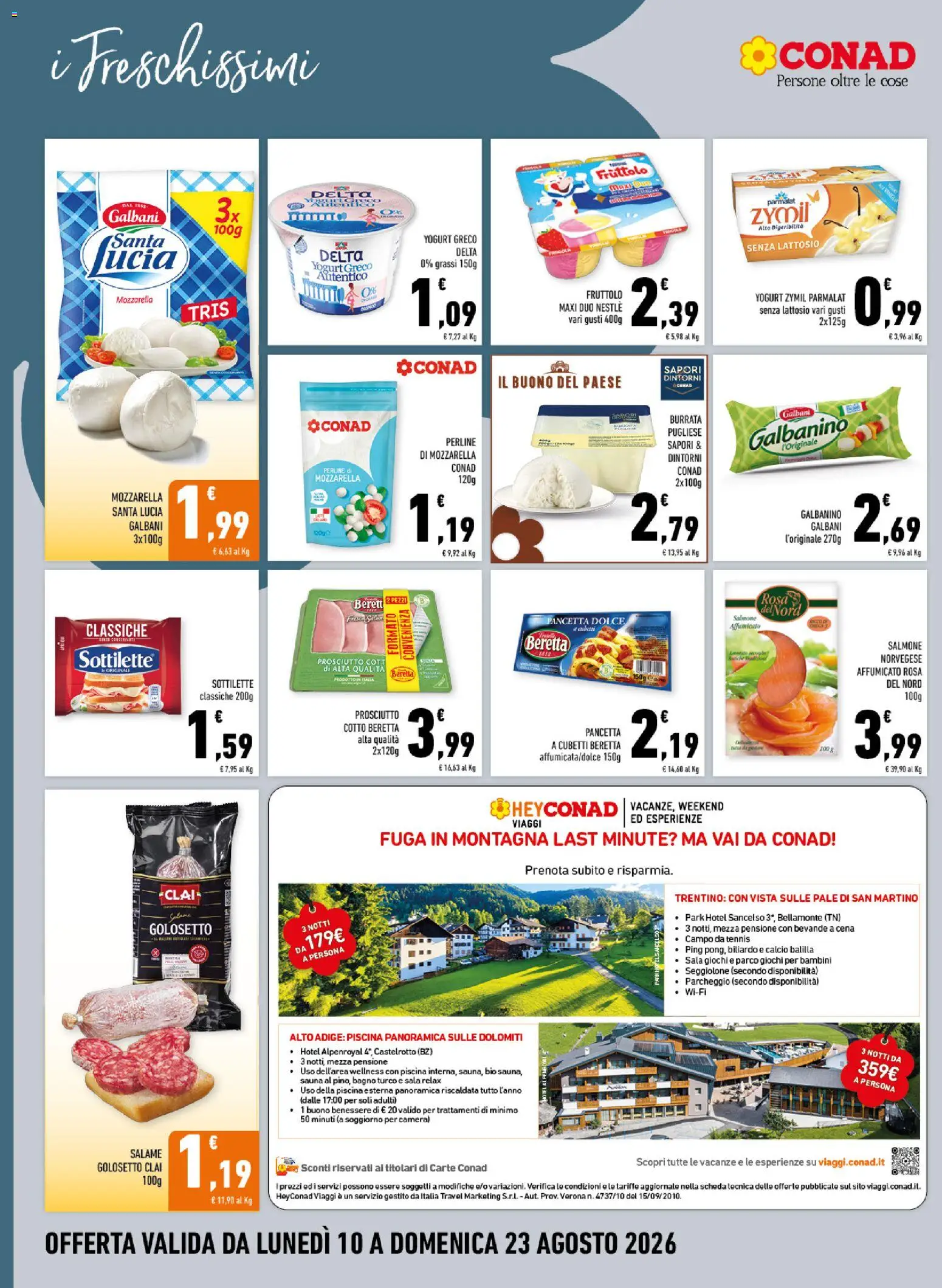 Volantino Conad del 10/08/2026 | Pagina: 10 | Prodotti: Bevande, Mozzarella, Burrata, Bagno