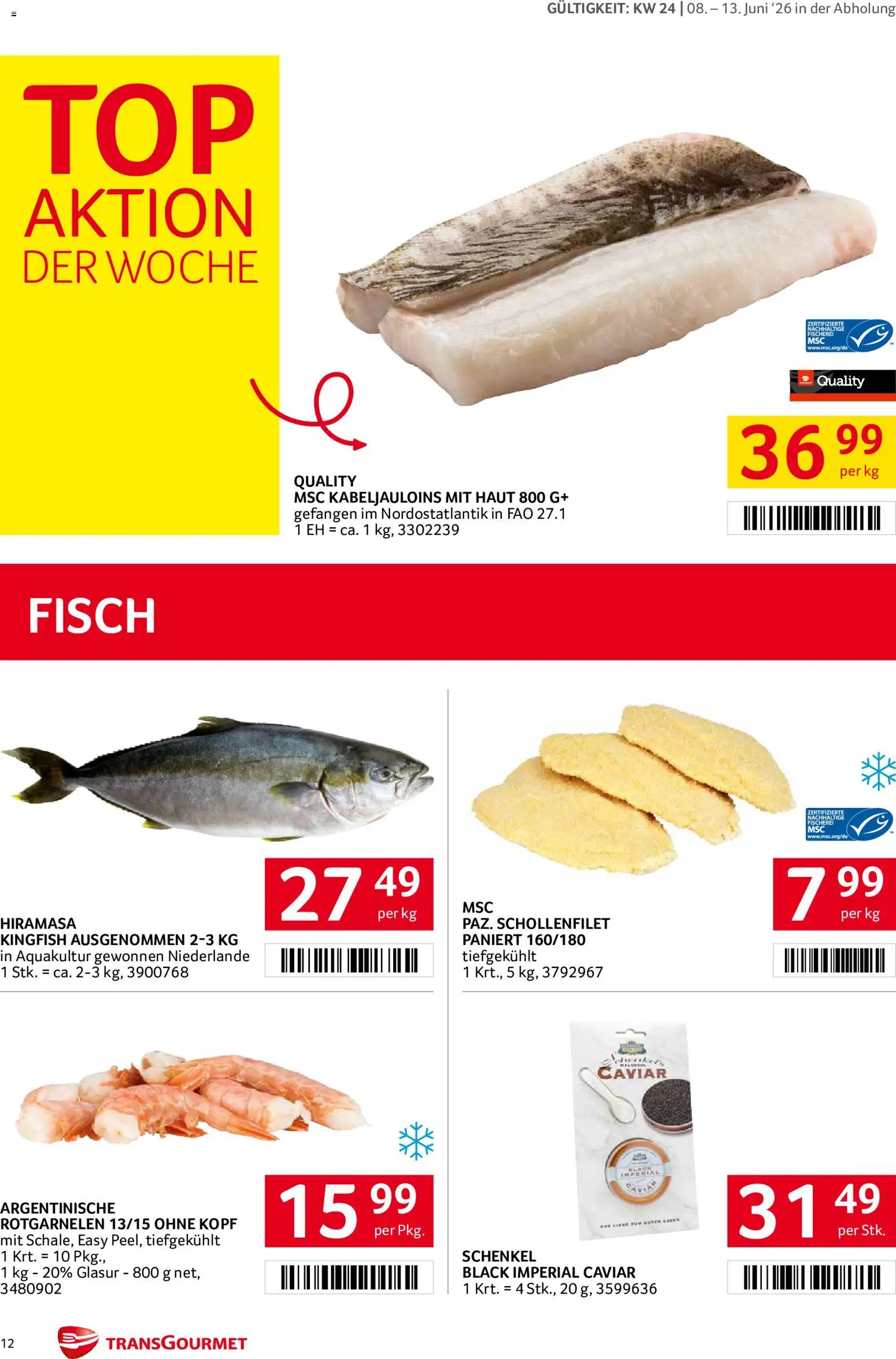 Transgourmet Flugblatt gültig ab 08.06.2026 | Seite: 12 | Produkte: Fisch