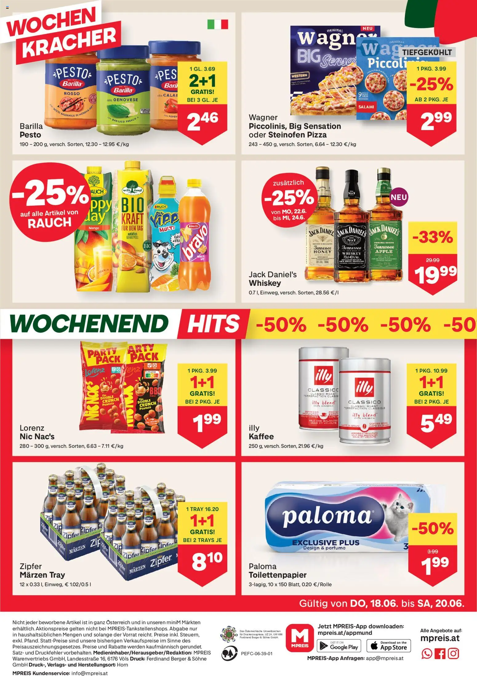 MPREIS Flugblatt gültig ab 18.06.2026 | Seite: 12 | Produkte: Apple, Kaffee, Salami, Pizza