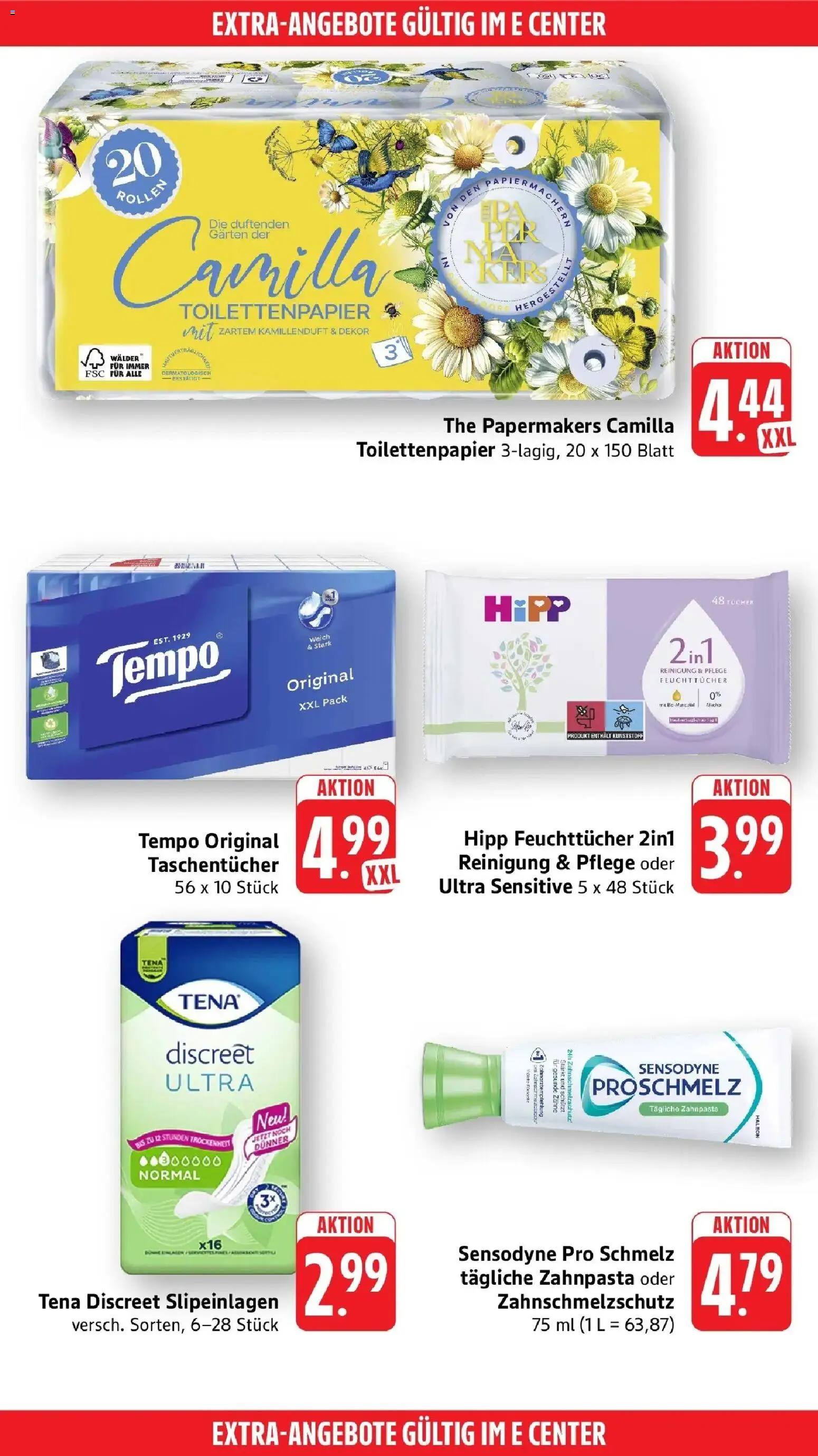 E center Prospekt Leinfelden - Echterdingen (ab 10.08.2026) zum Blättern | Seite: 51 | Produkte: Taschentücher, Zahnpasta, Tempo, Toilettenpapier