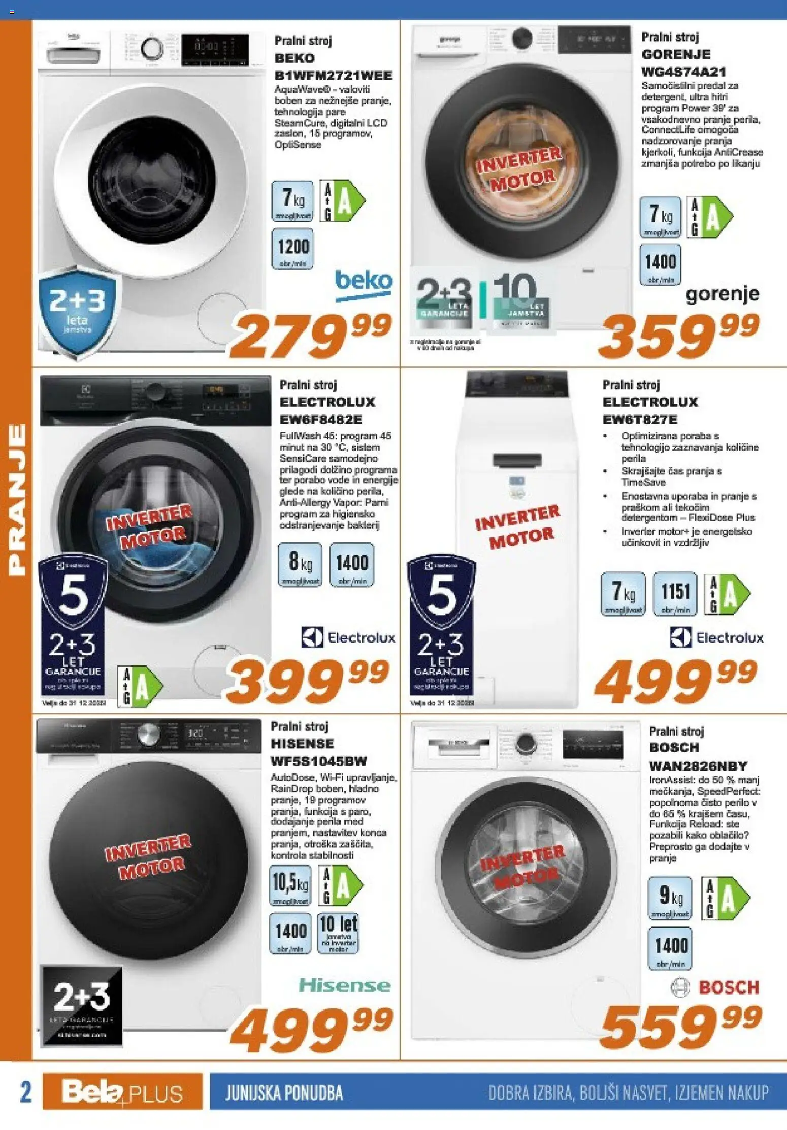 Novi Bela plus katalog ponudbe – veljaven od 15.06.2026 | Stran: 2 | Izdelki: Pralni stroj