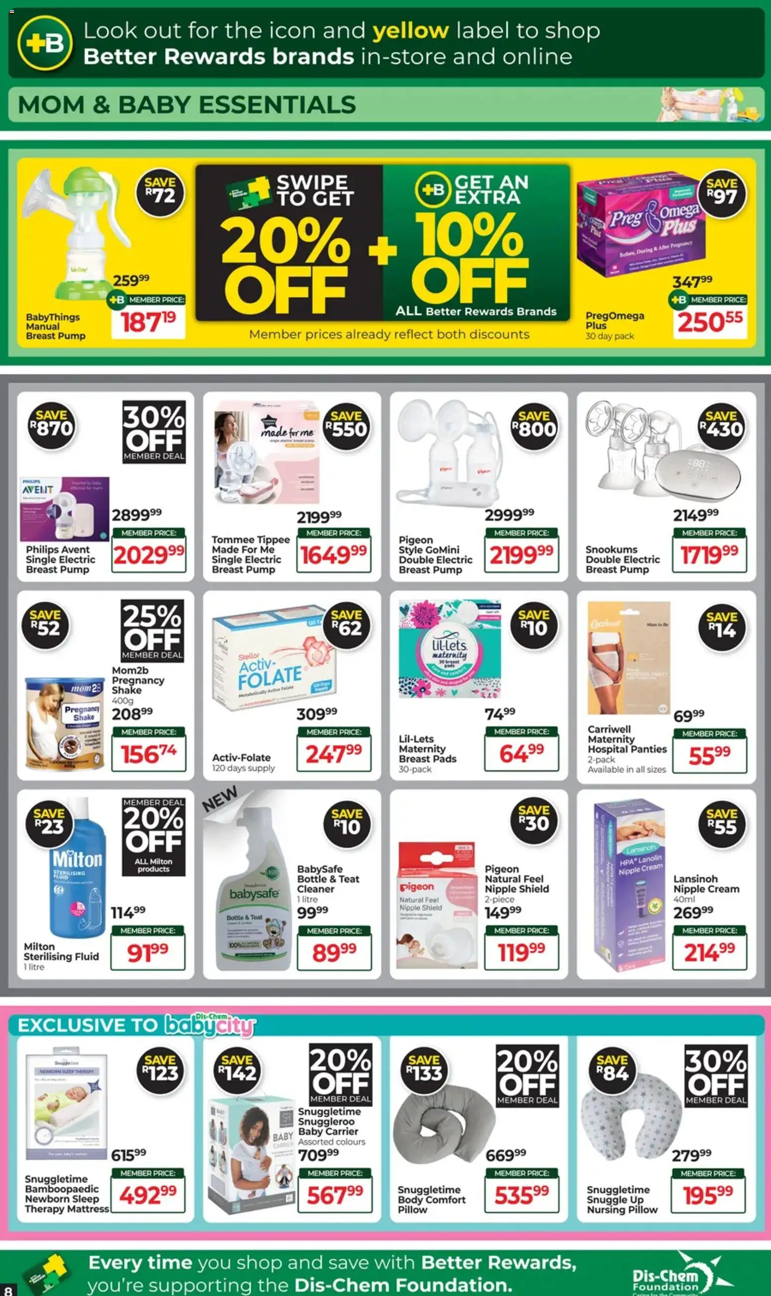 New Baby City catalogue – valid from 17.03.2026 | Page: 8 | Products: Panties, Pillow, Pads, Foundation