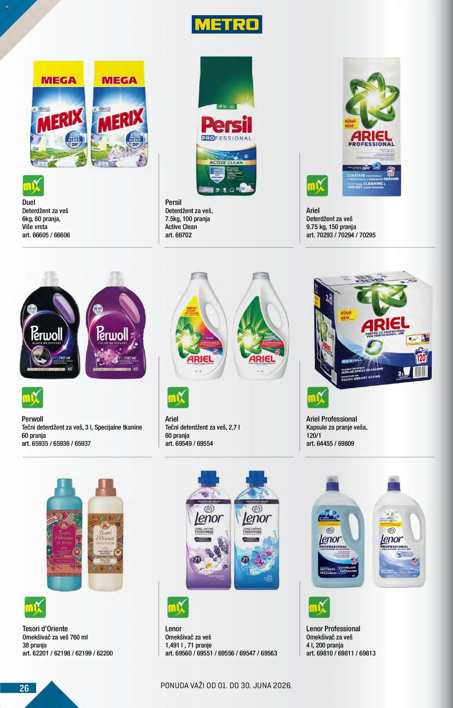 Metro katalog - važi od 01.06.2026 | Strana: 26 | Proizvode: Deterdžent, Lenor, Kapsule, Perwoll