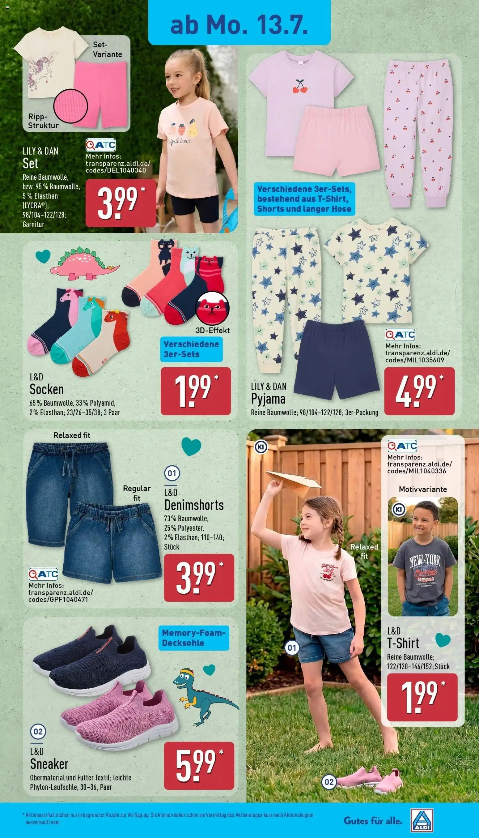 Aldi - ALDI Nord: Wochenangebote – gültig ab 12.07.2026 | Seite: 21 | Produkte: T-Shirt, Hose, Socken, Pyjama