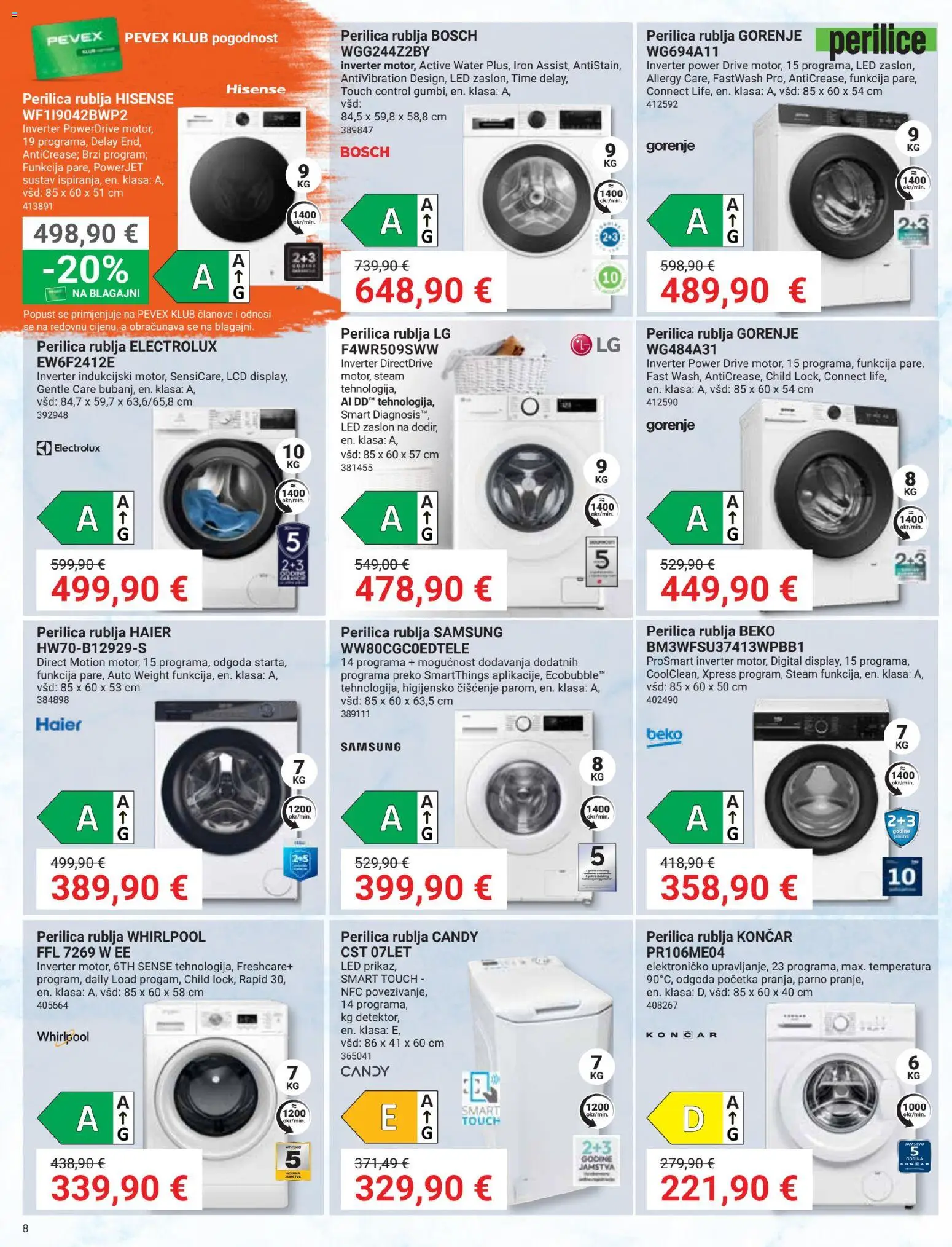 Pevex katalog | vrijedi od 27.08.2026 | Stranica: 8 | Proizvodi: Perilica rublja, Led