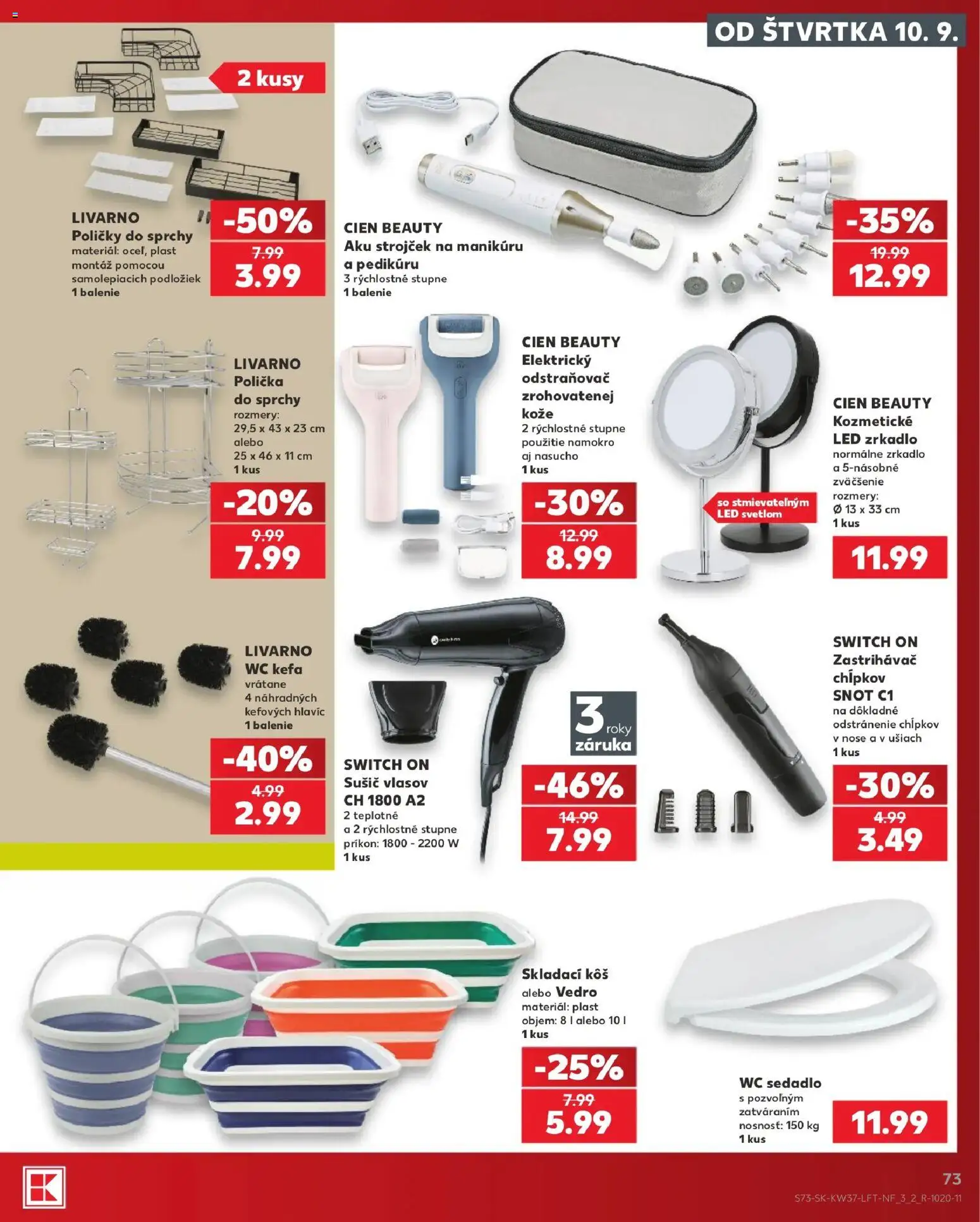 Nové Kaufland akcie – leták je platný od 10.09.2026 | Strana: 73 | Produkty: Zrkadlo, Poličky, Strojček, Aku
