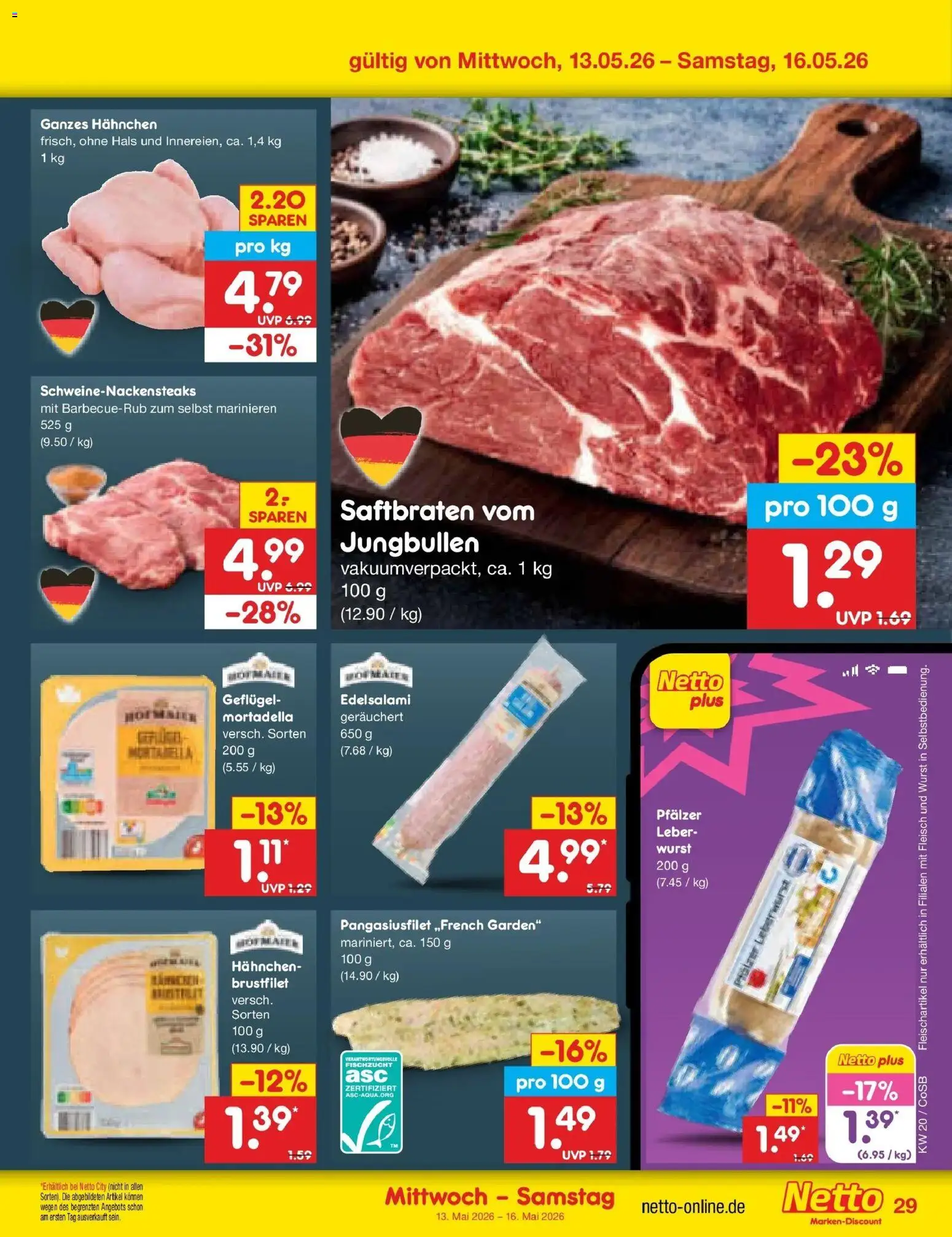Netto Marken-Discount Prospekt Bitterfeld-Wolfen	 – gültig ab 10.05.2026 | Seite: 38 | Produkte: Hahnchen, Wurst, Fleisch
