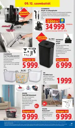 CLEANMAXX 3 az 1-ben akkus porszívó, Praktikus szívó és fúvó funkcióval Rétisztító szívófejjel, kefetartozékokkal, fúvócsővel és porszívó szívófejjel Lítium-ion akku: 7,4 V, 1800 mAh - amely érvényes a következő dátumtól: 2026.09.10. | Oldal: 47 | Termékek: Mop, Vödör, Felmosófej, Ruhaszárító