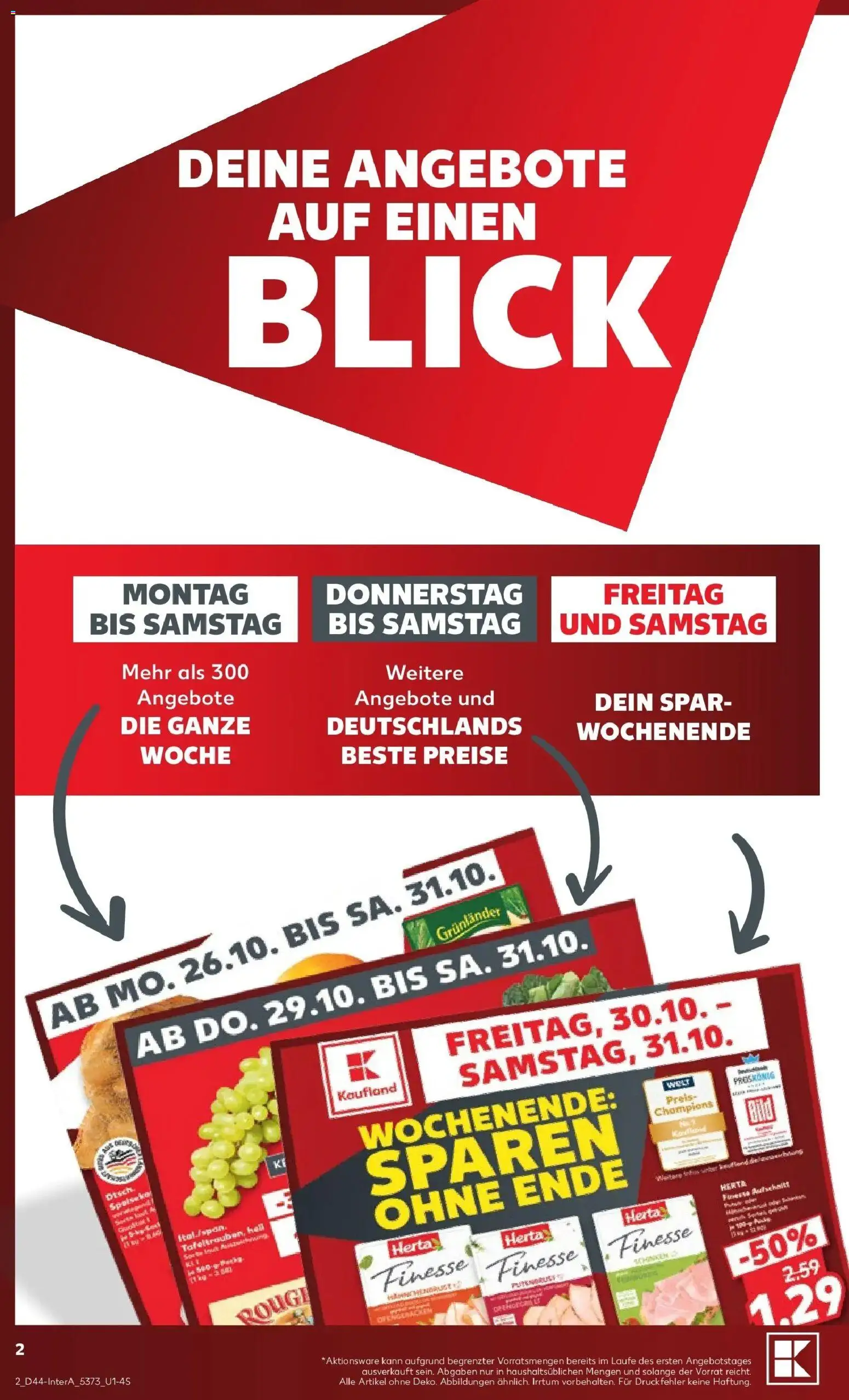 Prospekt Kaufland ab 26.10.2026 » Angebote Online zum Blättern | Seite: 2 | Produkte: Rouge, Grunlander, Herta finesse