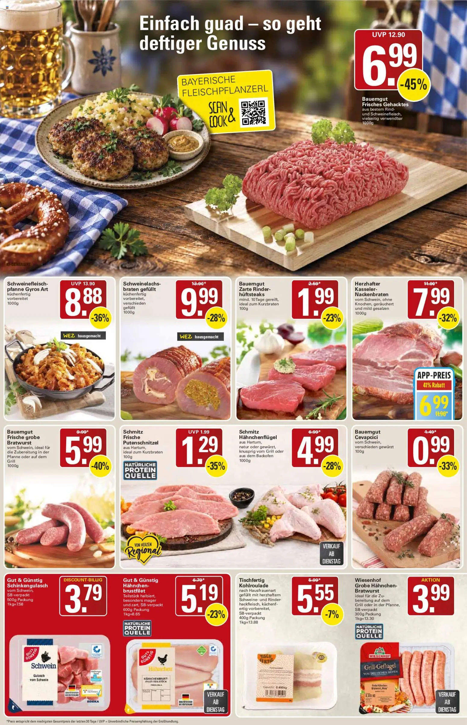 WEZ Prospekt – gültig ab 21.09.2026 | Seite: 4 | Produkte: Tisch, Cevapcici, Bauerngut, Schweinefleisch