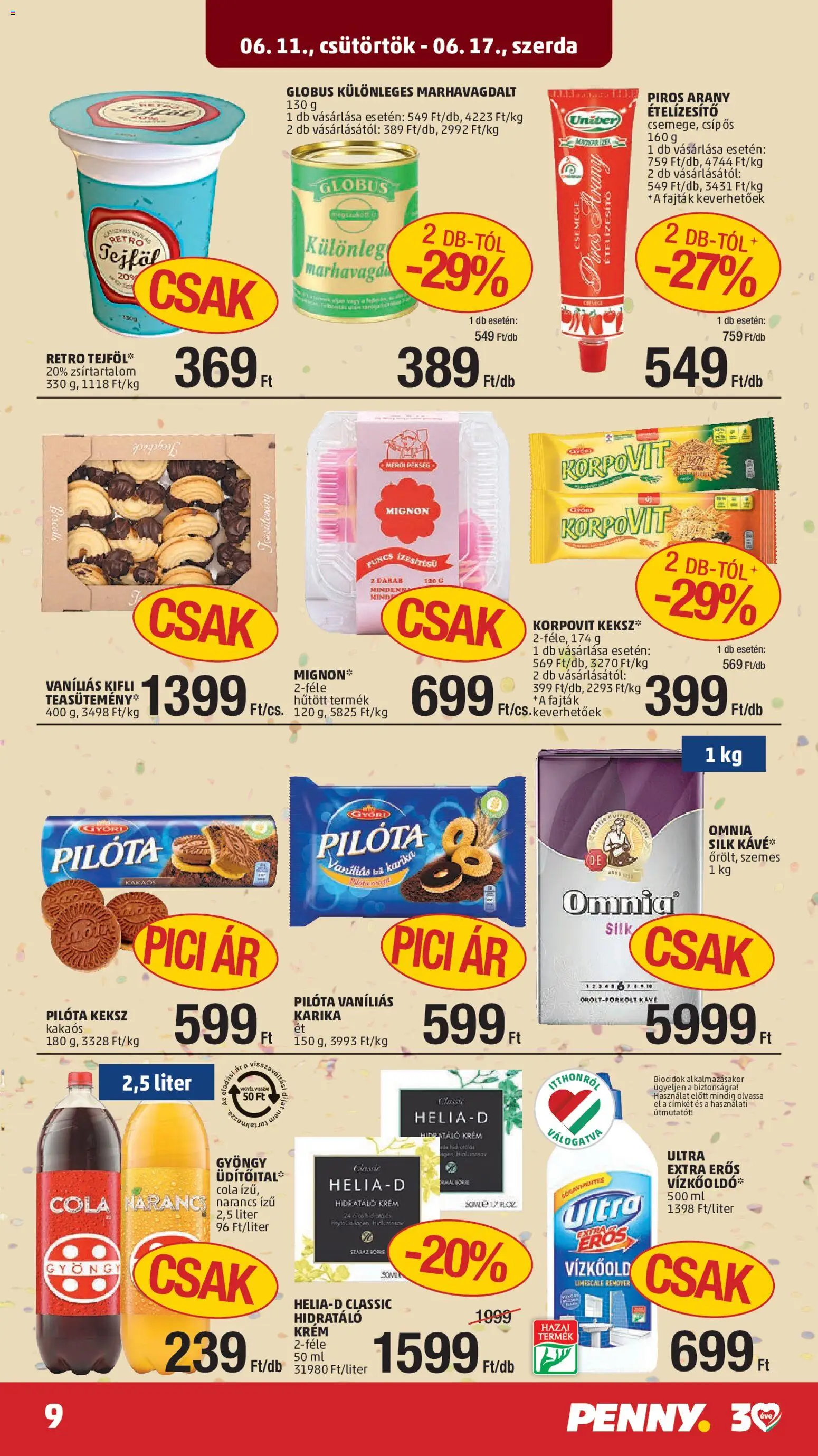 PENNY akciós ujság - amely érvényes a következő dátumtól: 11.06.2026 | Oldal: 13 | Termékek: Kávé, Narancs, Tejföl, Keksz