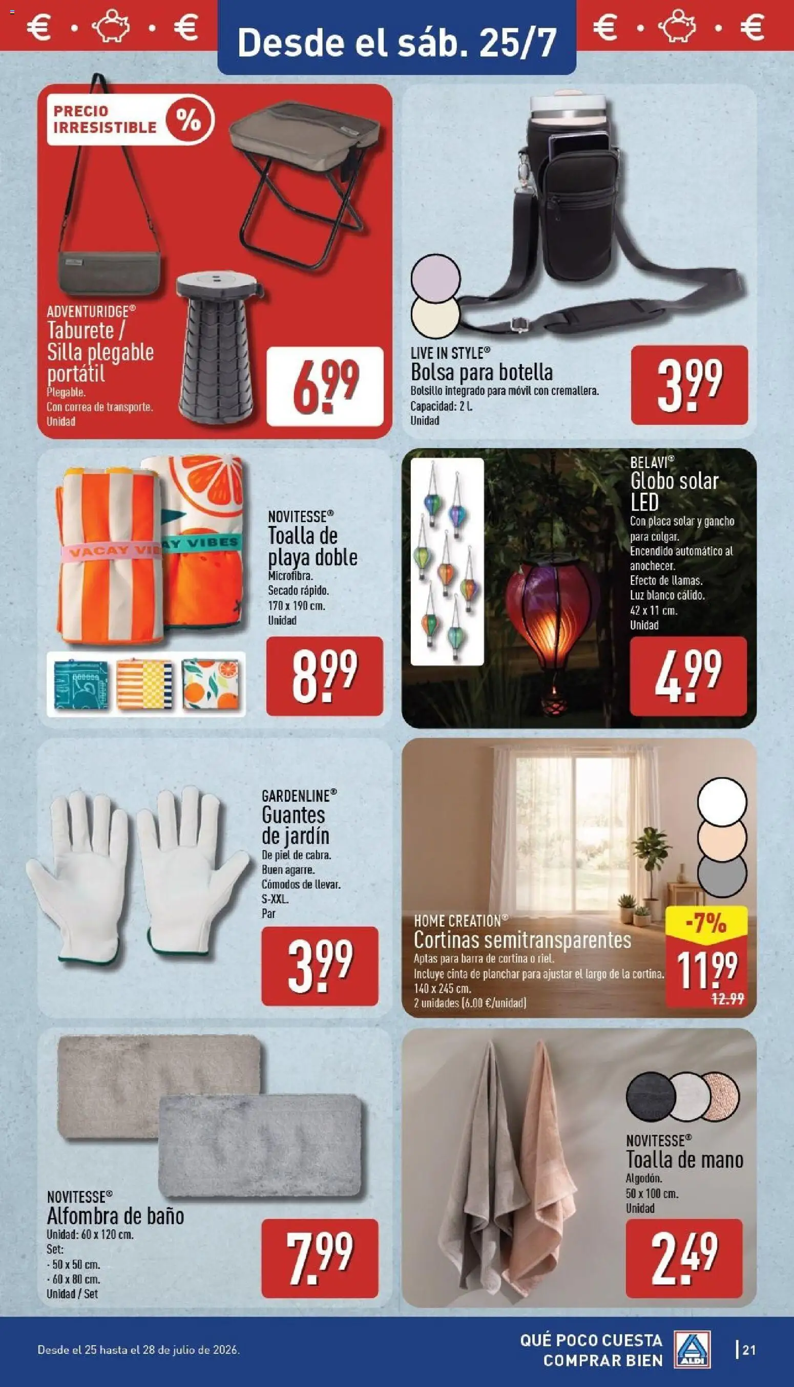 Aldi folleto Península │ válido desde el 20/07/2026 | Página: 21 | Productos: Cortina, Taburete, Guantes, Algodón